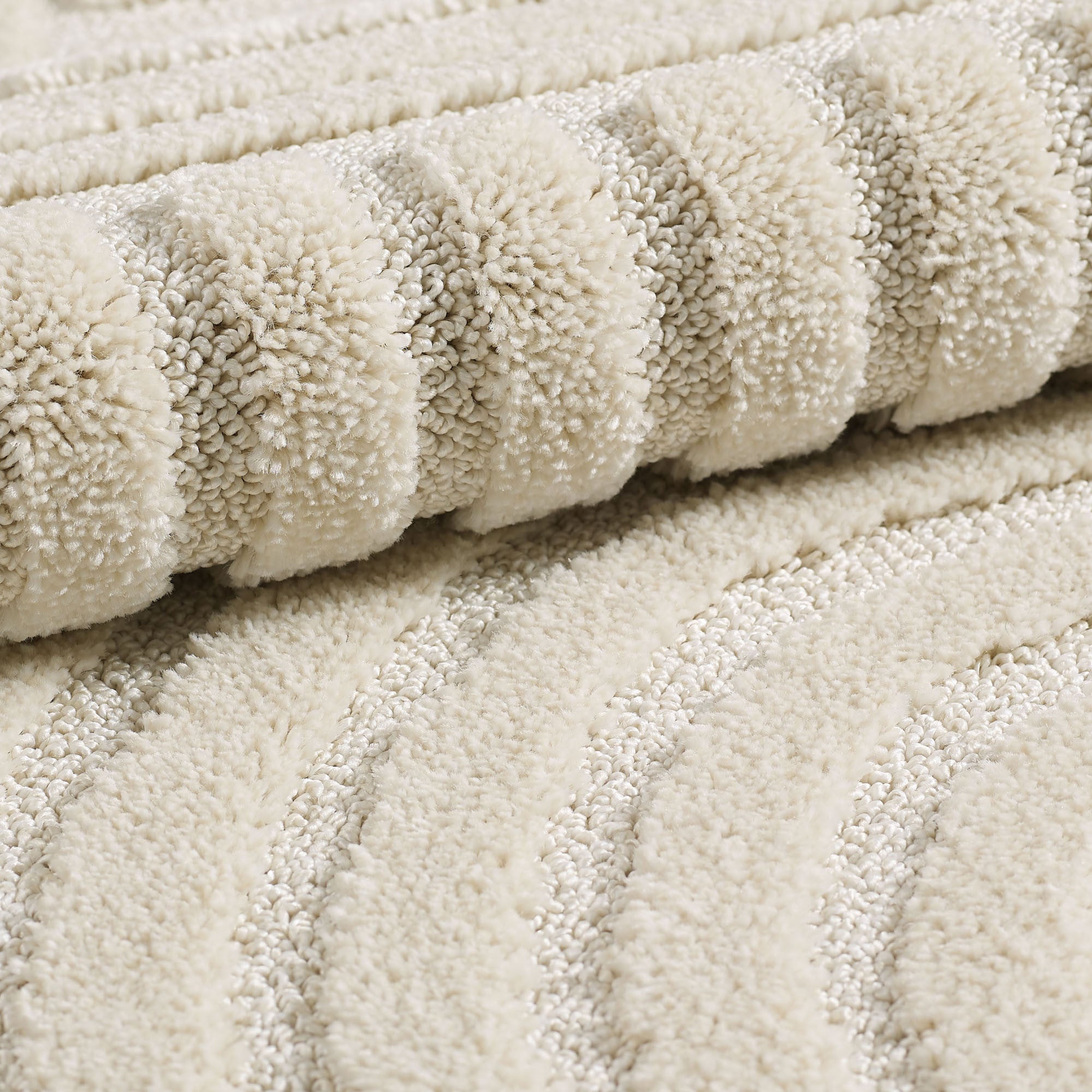 Art Hochflor Teppich Creme