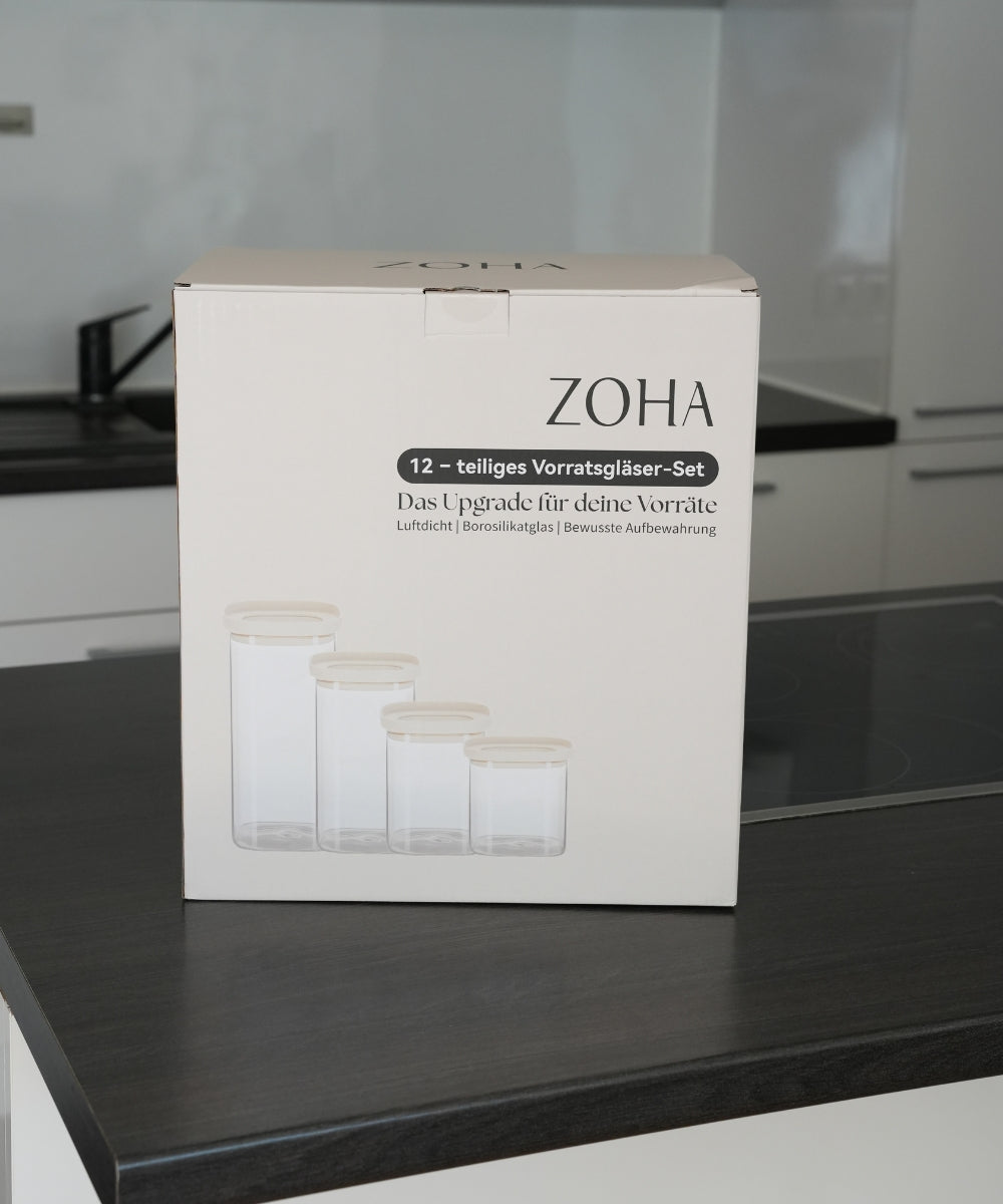 Vorratsglas Beige Kare 12er Set