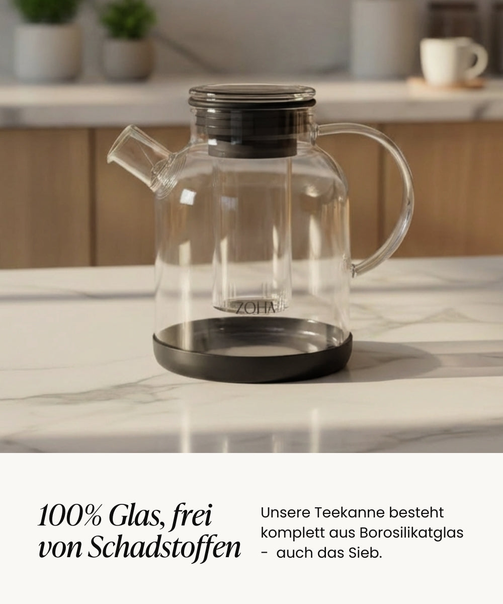 Teekanne / Karaffe aus Glas 1.5L Schwarz
