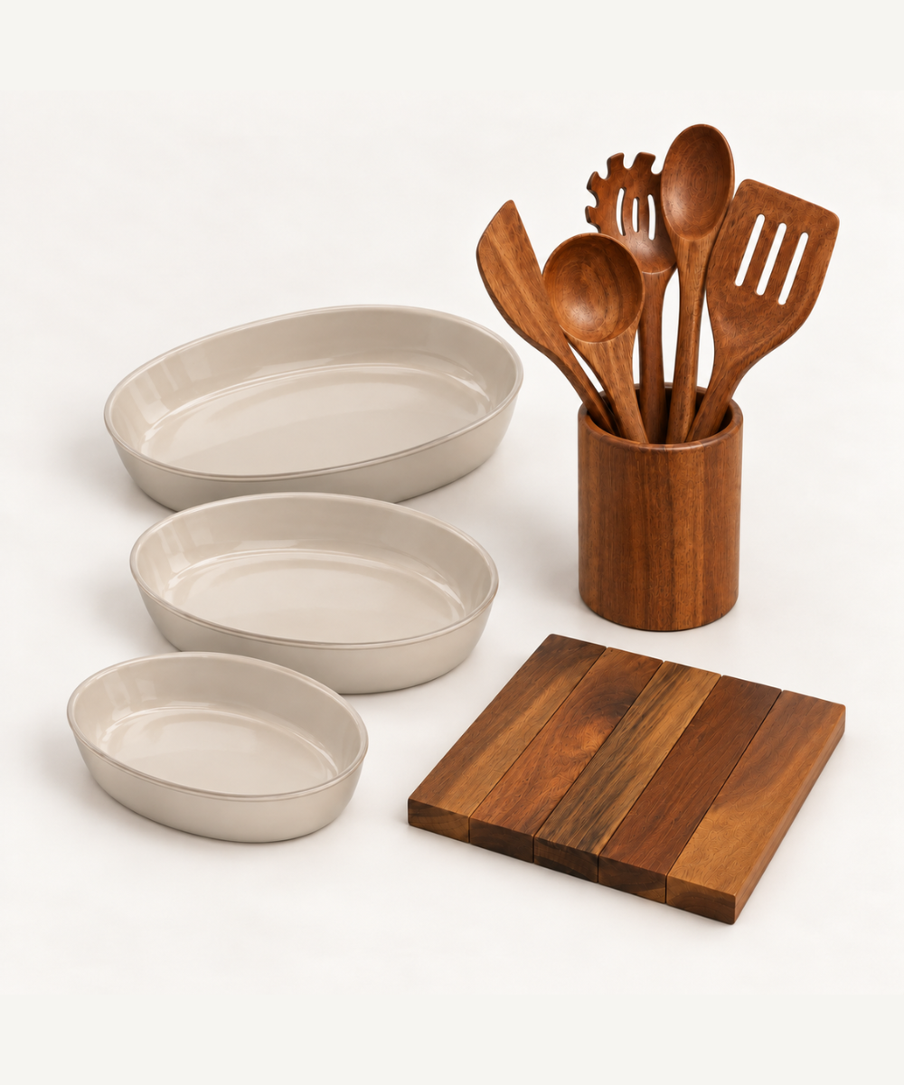 Küchen-Bundle Auflaufformen & Akazienholz
