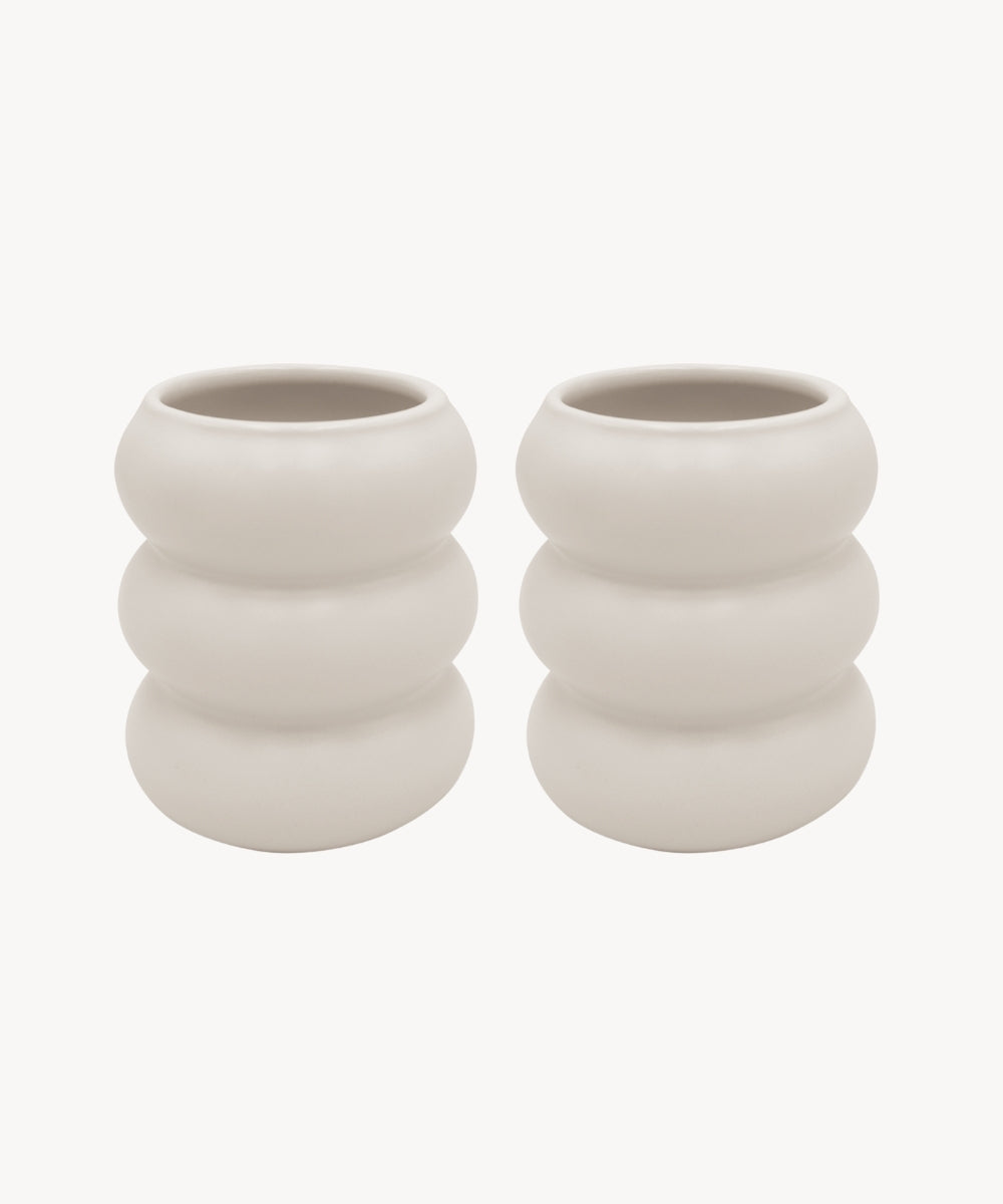 Wave Keramik Becher Beige