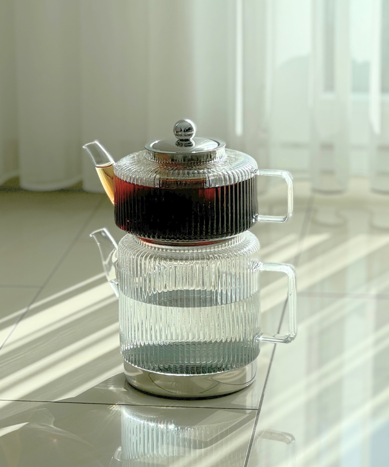 Stripe XL Teekannen - Set aus Glas
