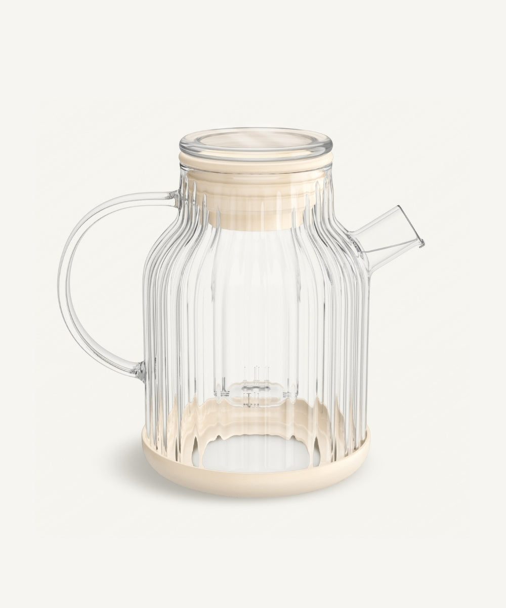 Stripe Karaffe / Teekanne aus Glas 1.5L Beige
