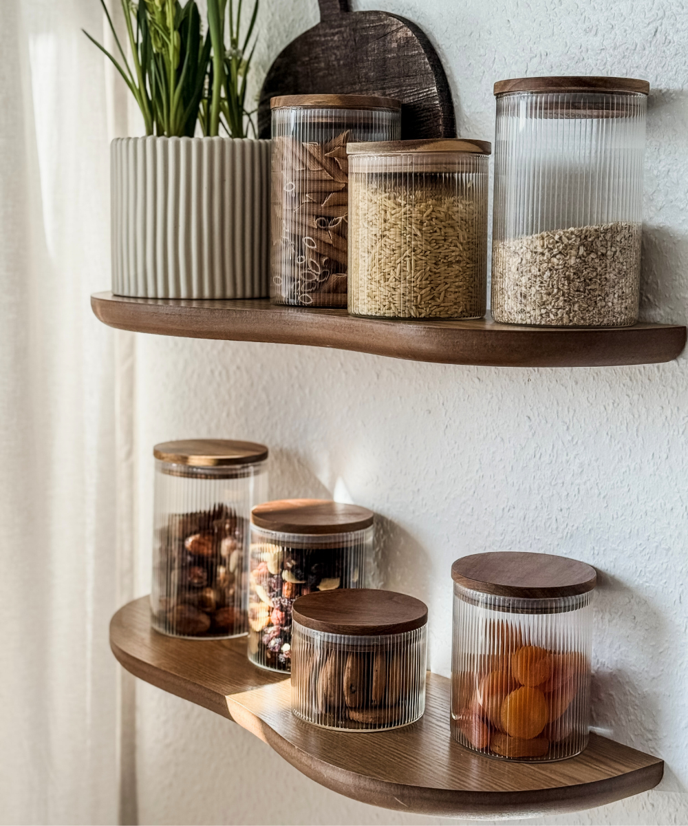 Vorratsgläser Stripe Akaziendeckel 750 ml