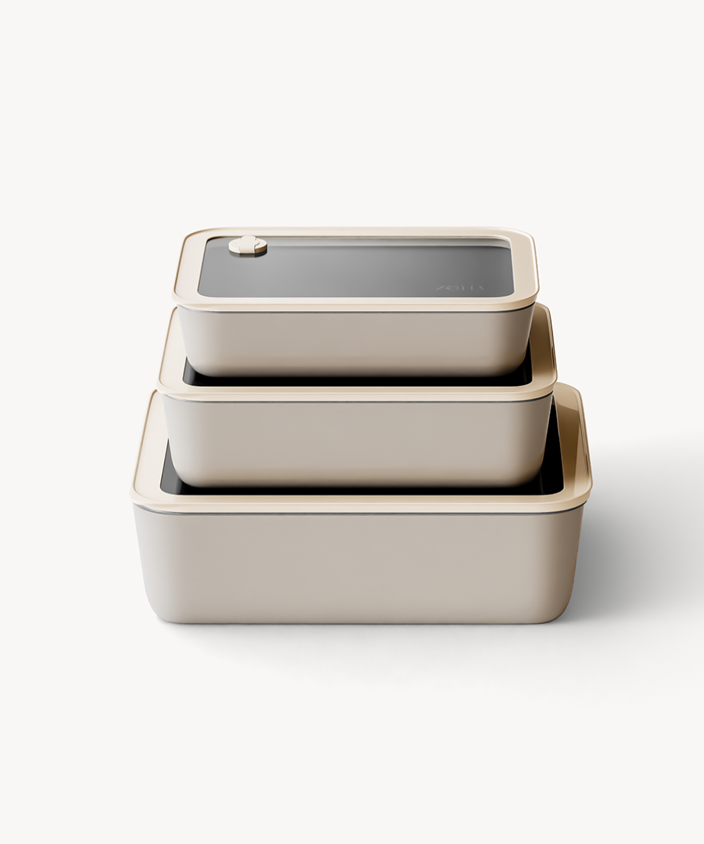 Frischhaltedosen Bundle Beige 3 Tlg Rechteckig