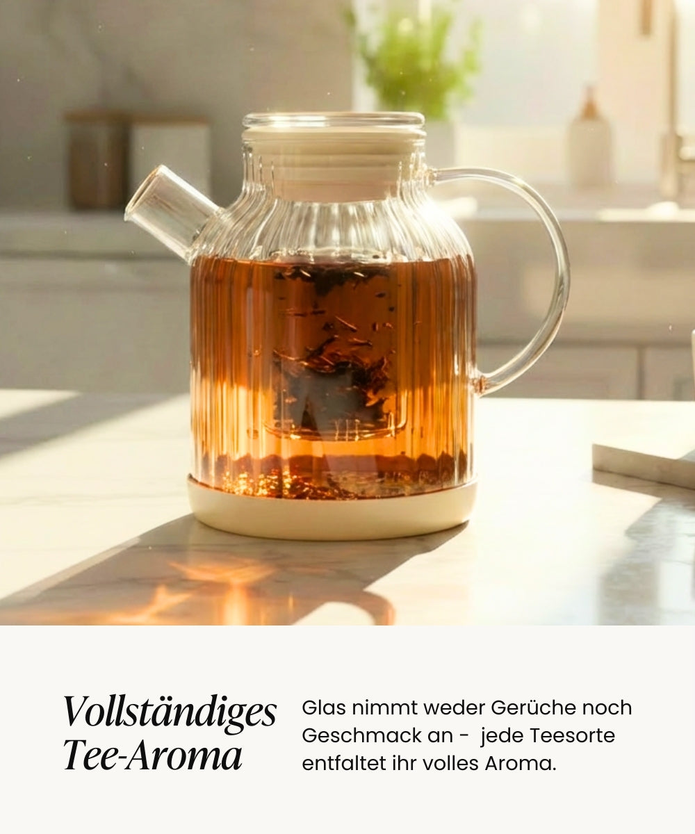 Stripe / Karaffe Teekanne aus Glas 1.5L Beige