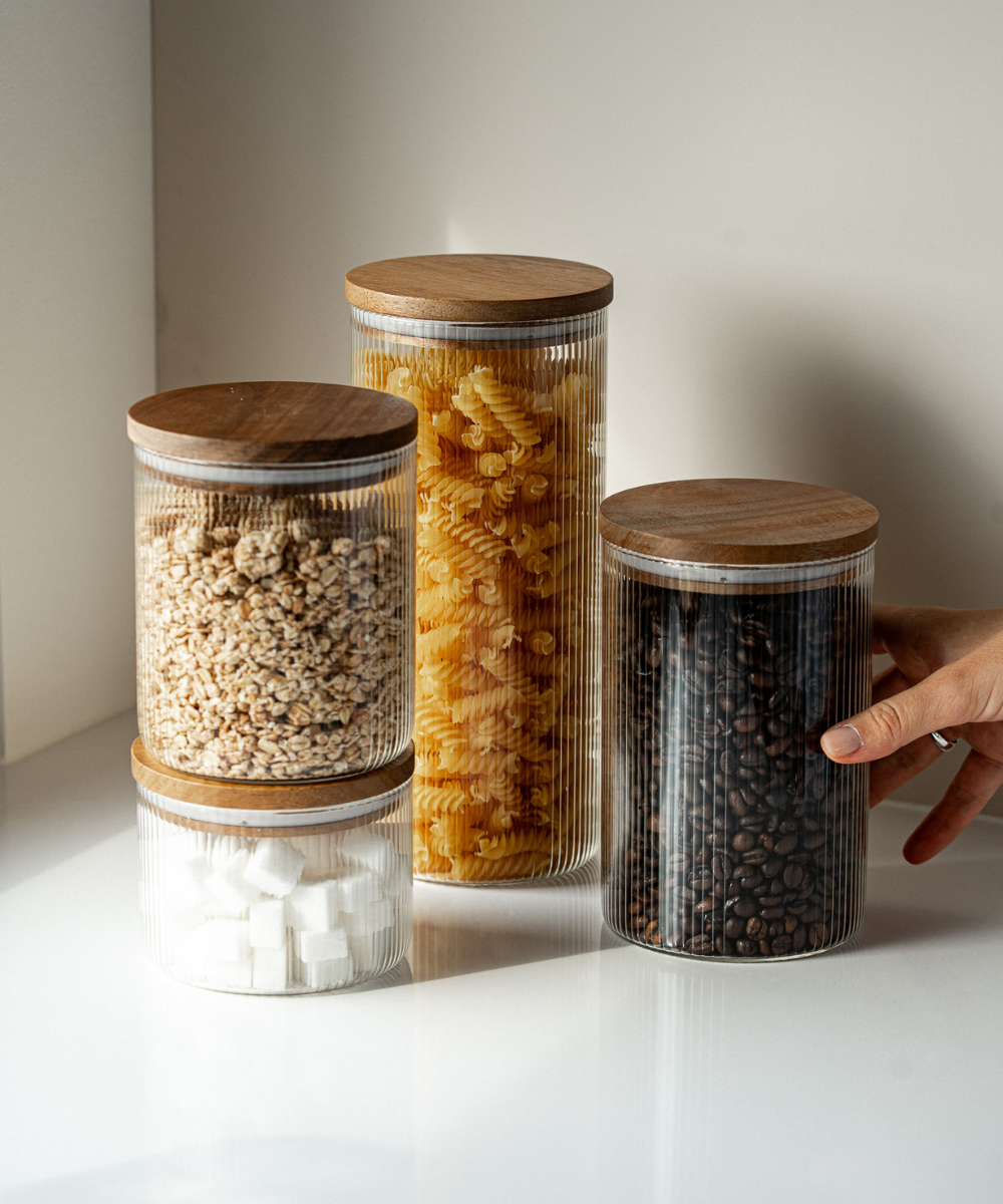 Vorratsgläser Akazie Stripe Sparset