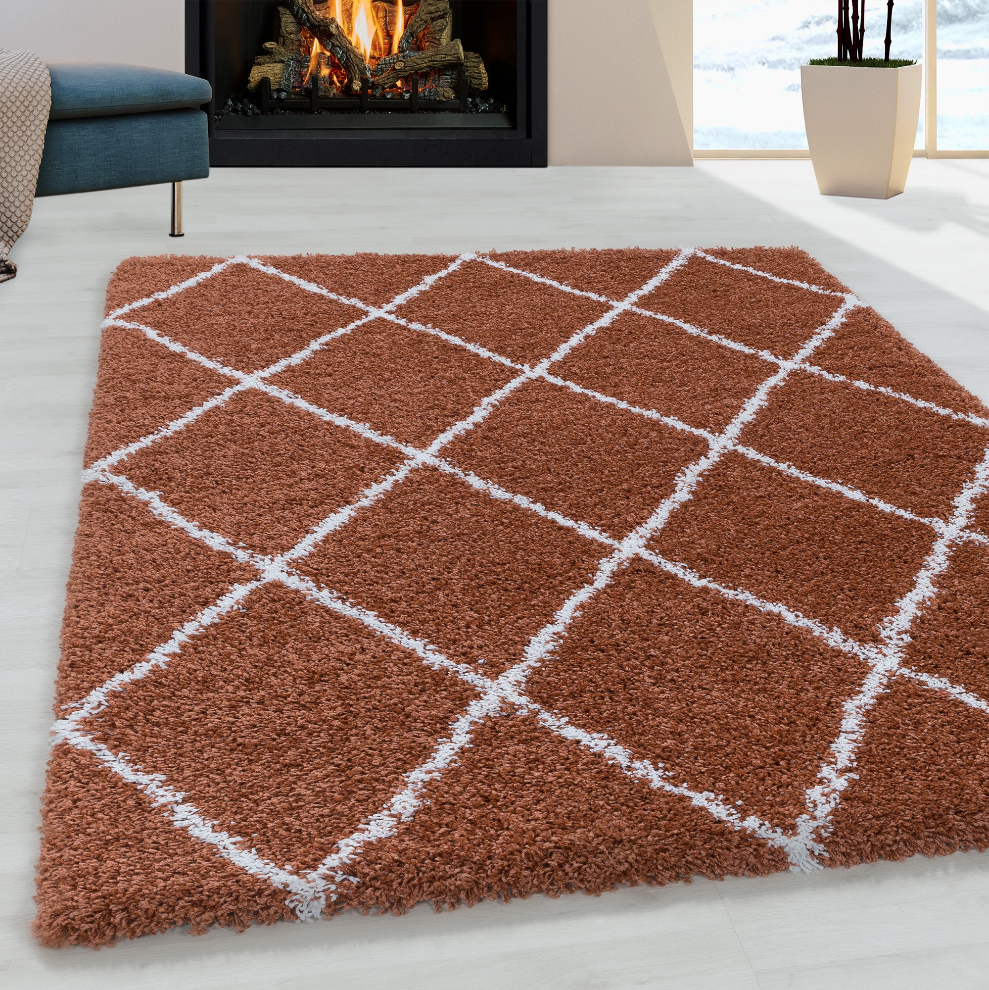 Alvor Hochflor Teppich Terrakotta