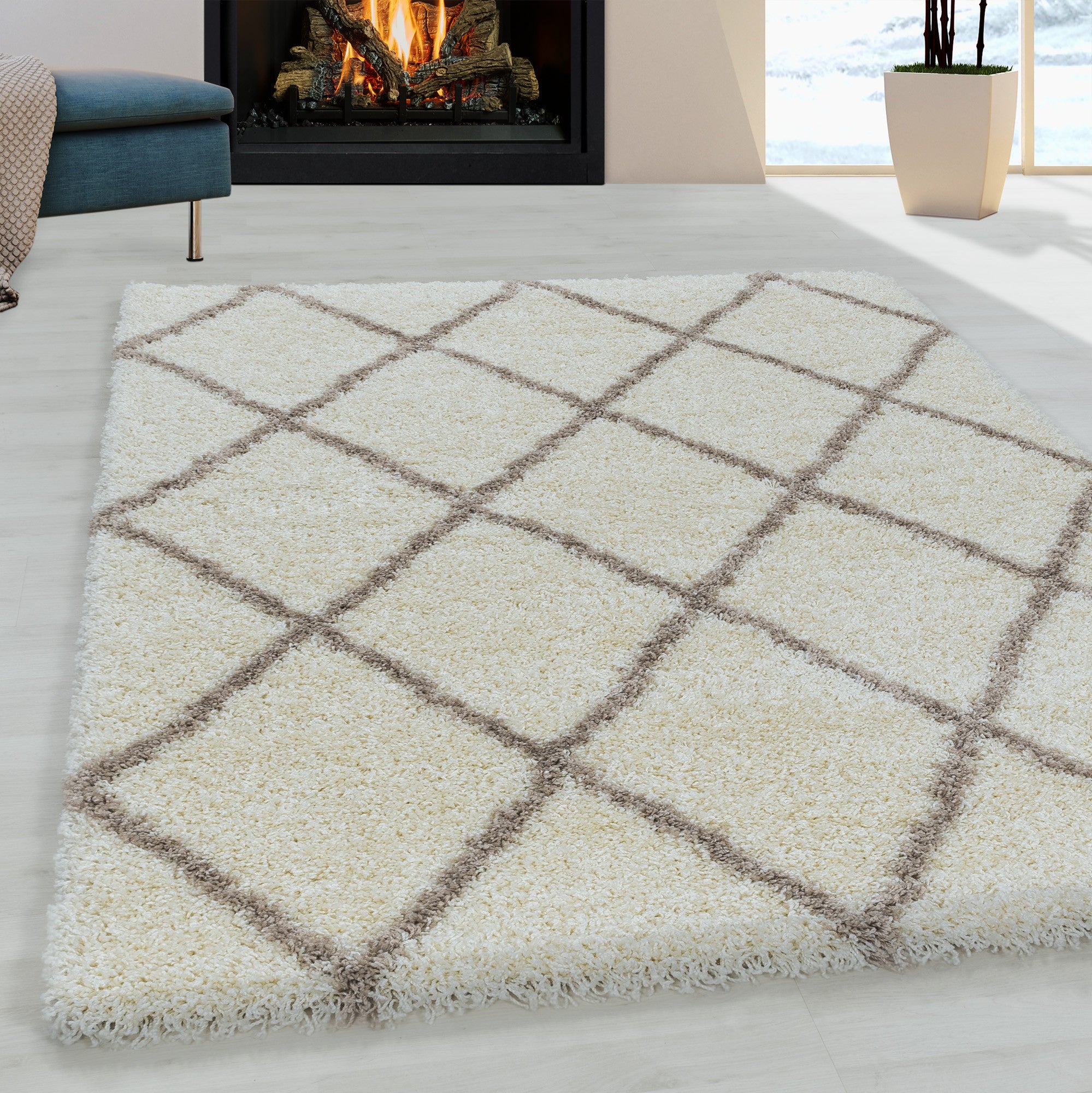Alvor Hochflor Teppich Creme