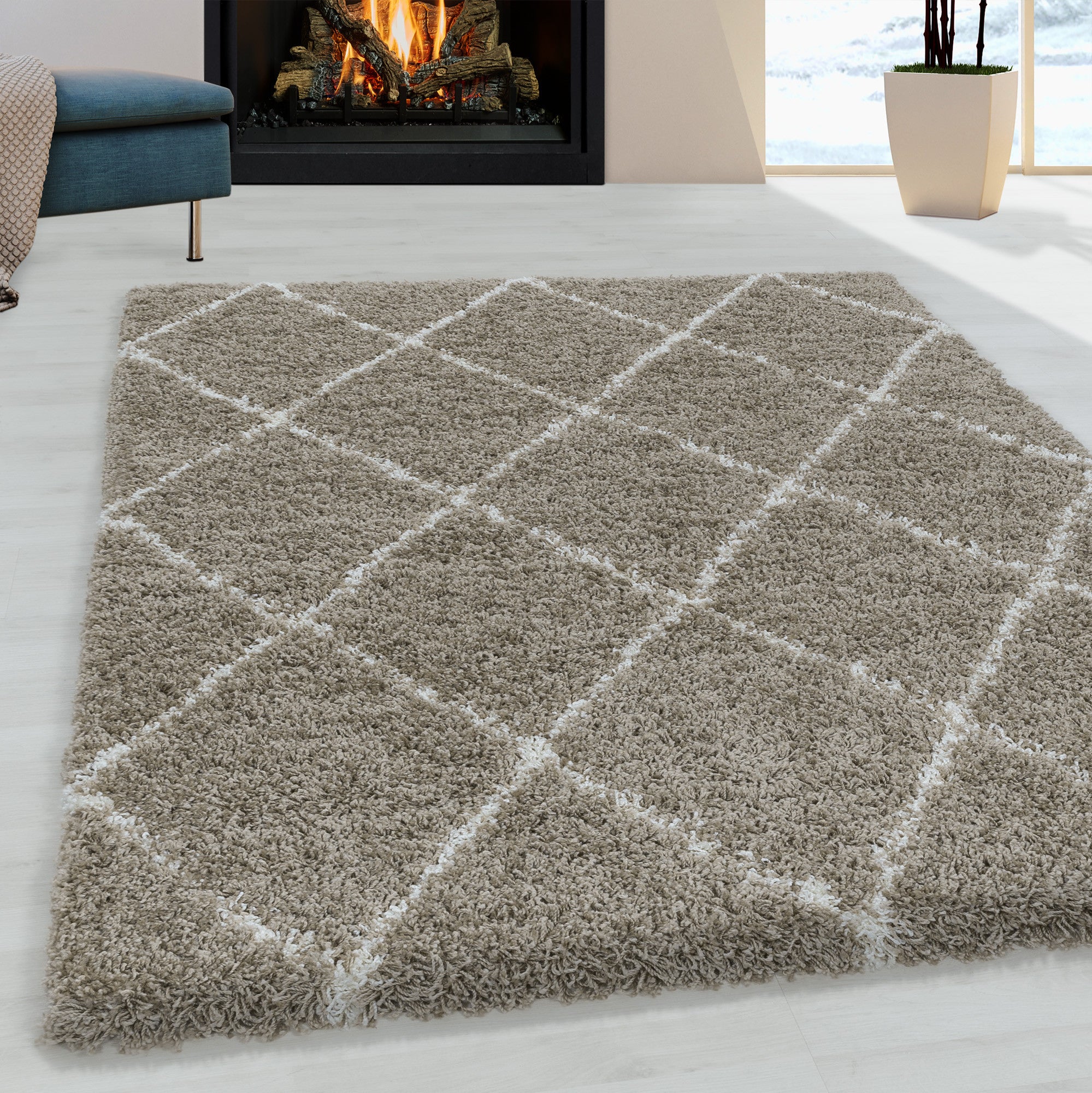 Alvor Hochflor Teppich Beige