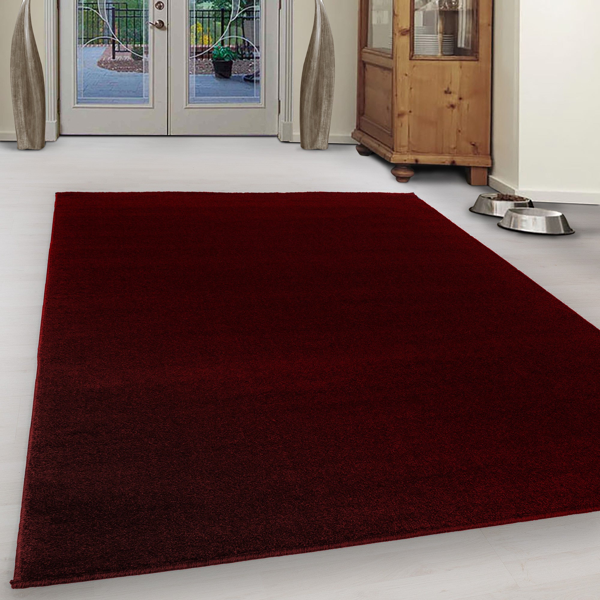 Flat Kurzflor Teppich Rot