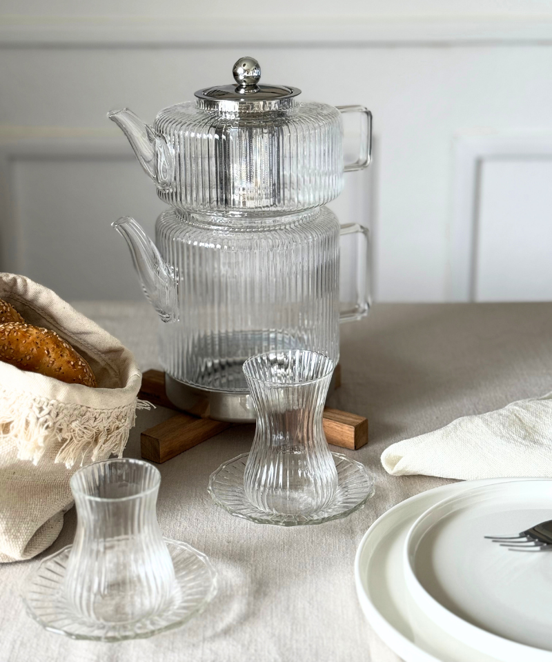 Stripe XL Teekannen - Set aus Glas