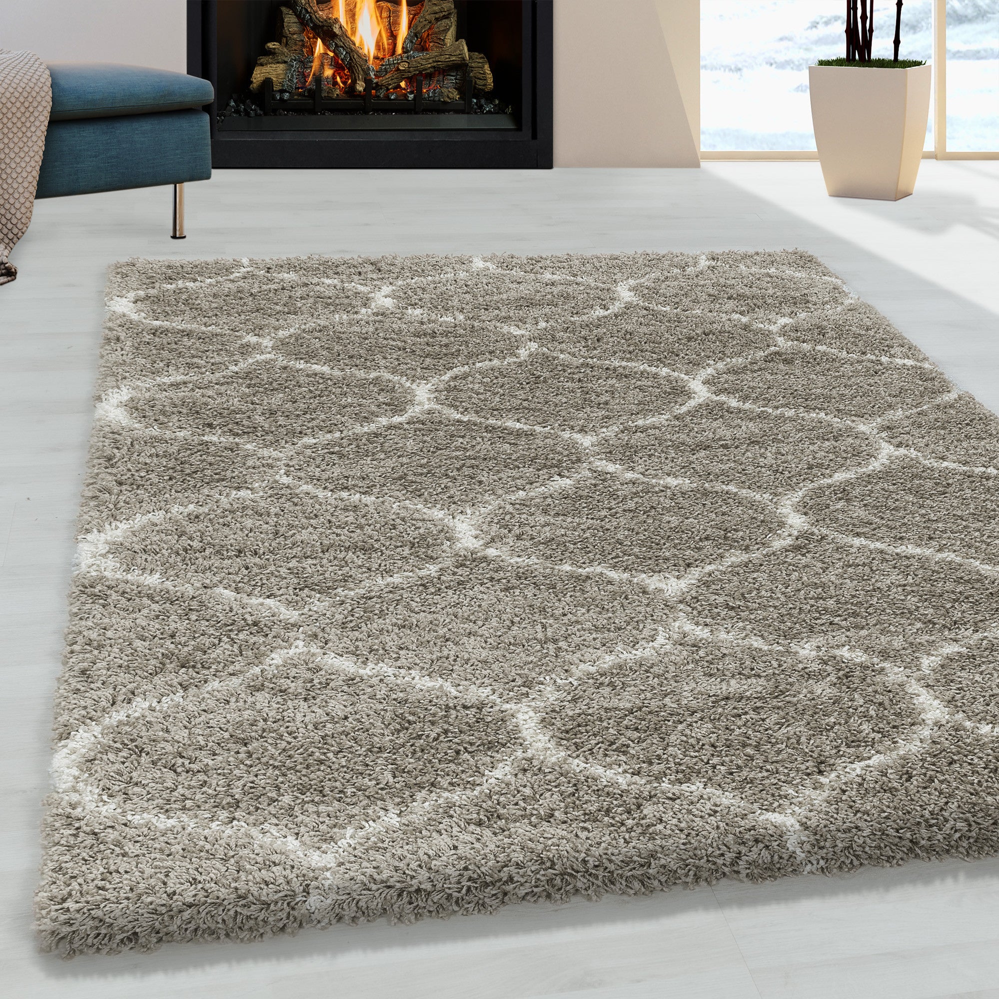 Salsa Hochflor Teppich Beige