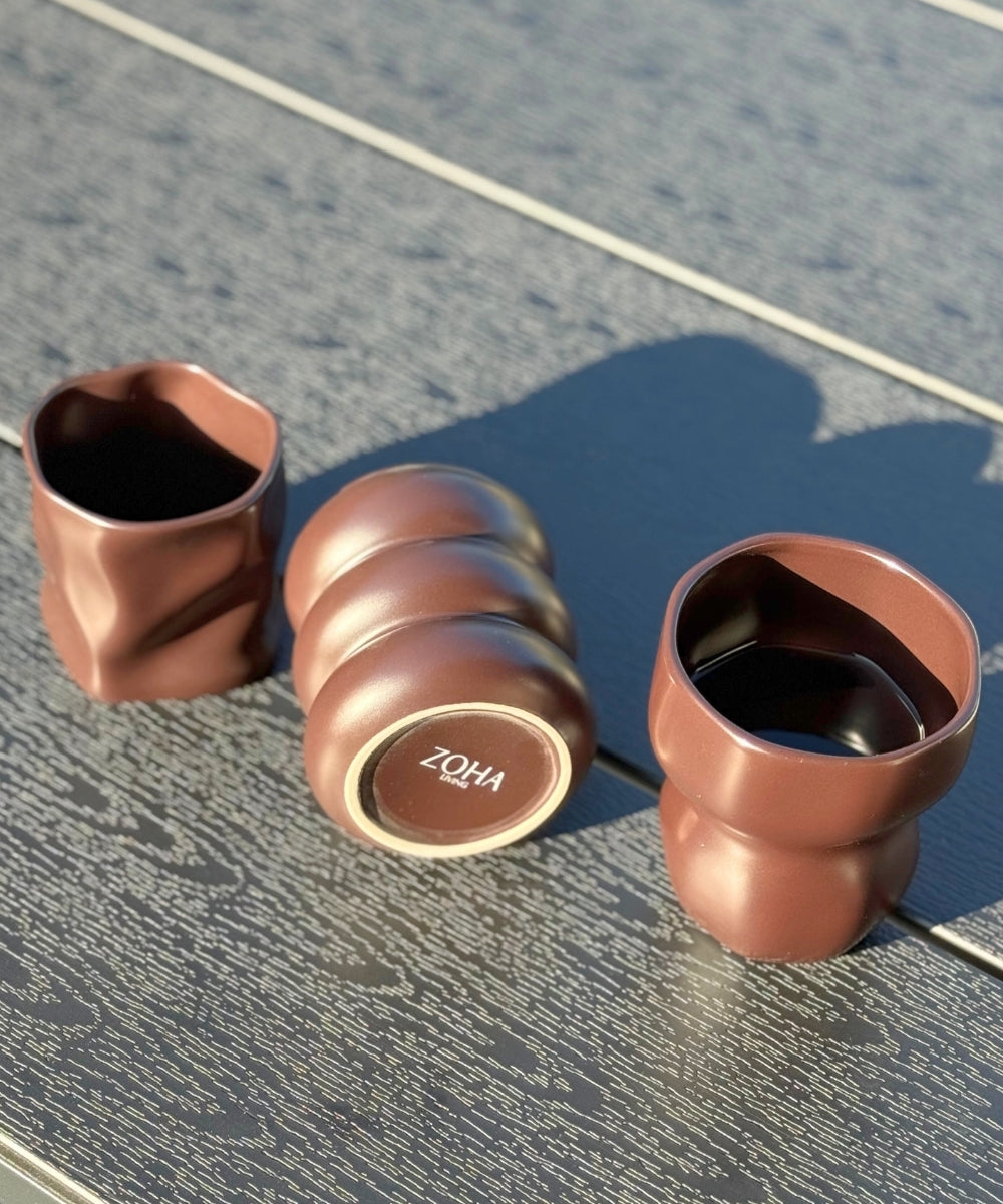 Wave Keramik Becher Mocha Mousse
