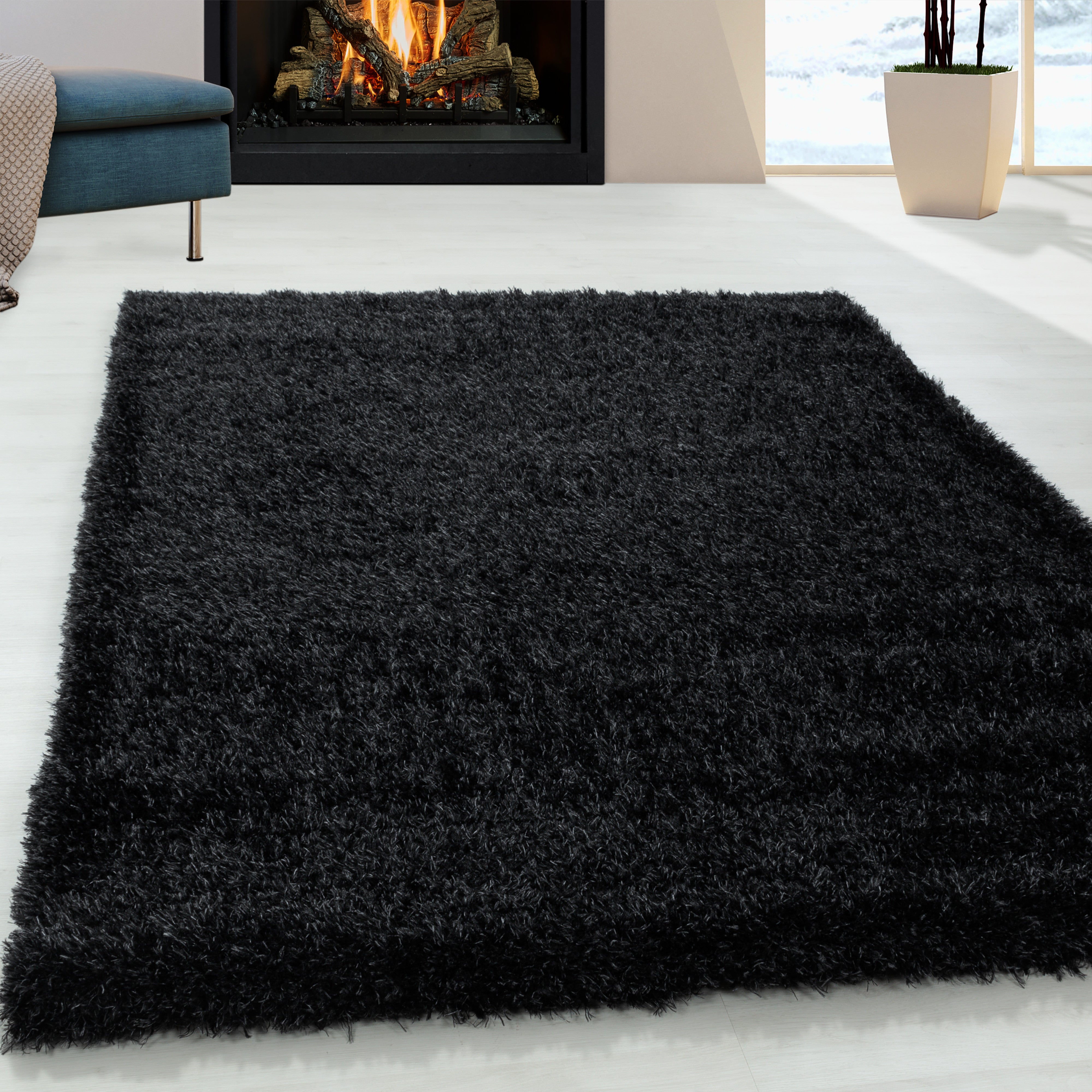 Comfy Hochflor Teppich Schwarz