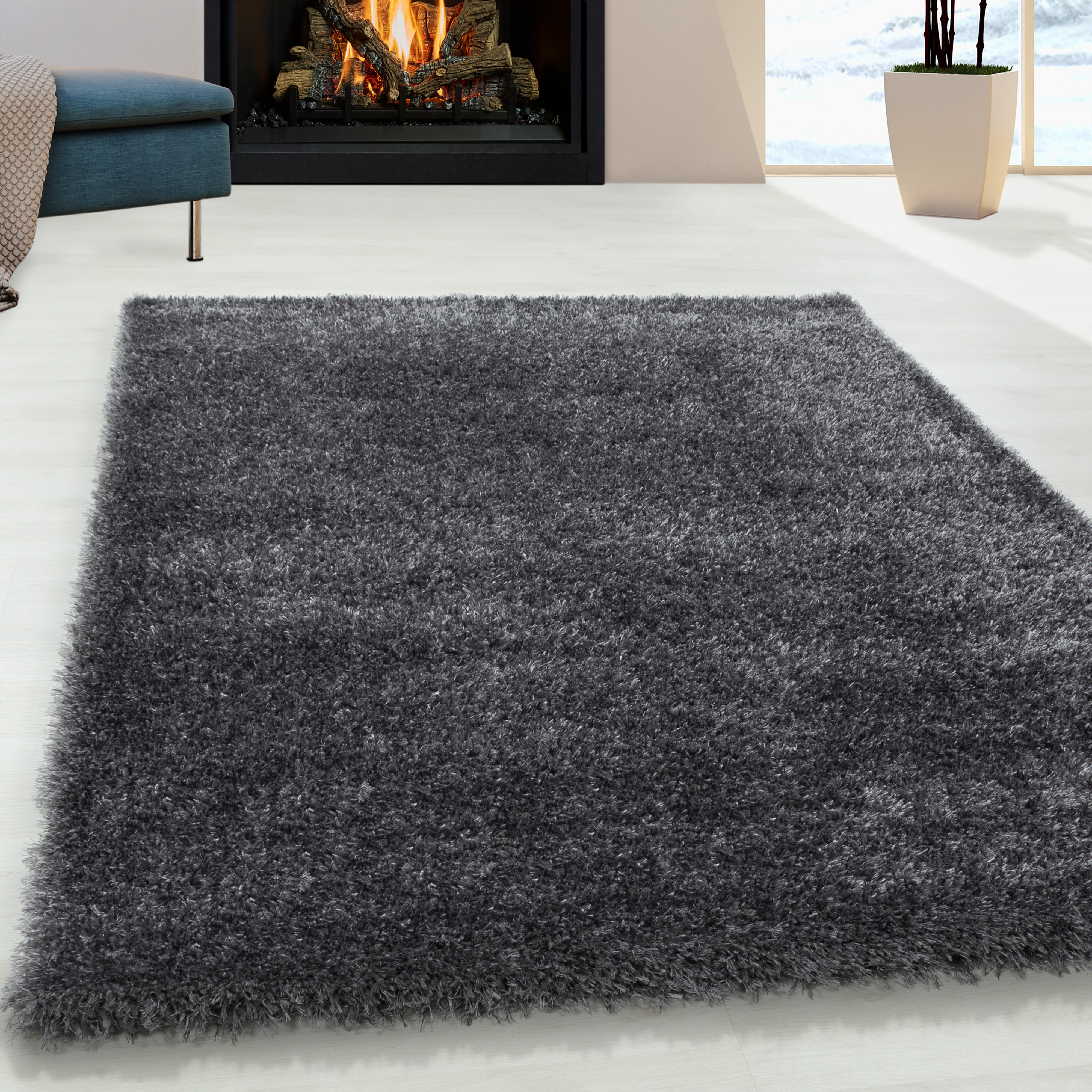 Comfy Hochflor Teppich Grau