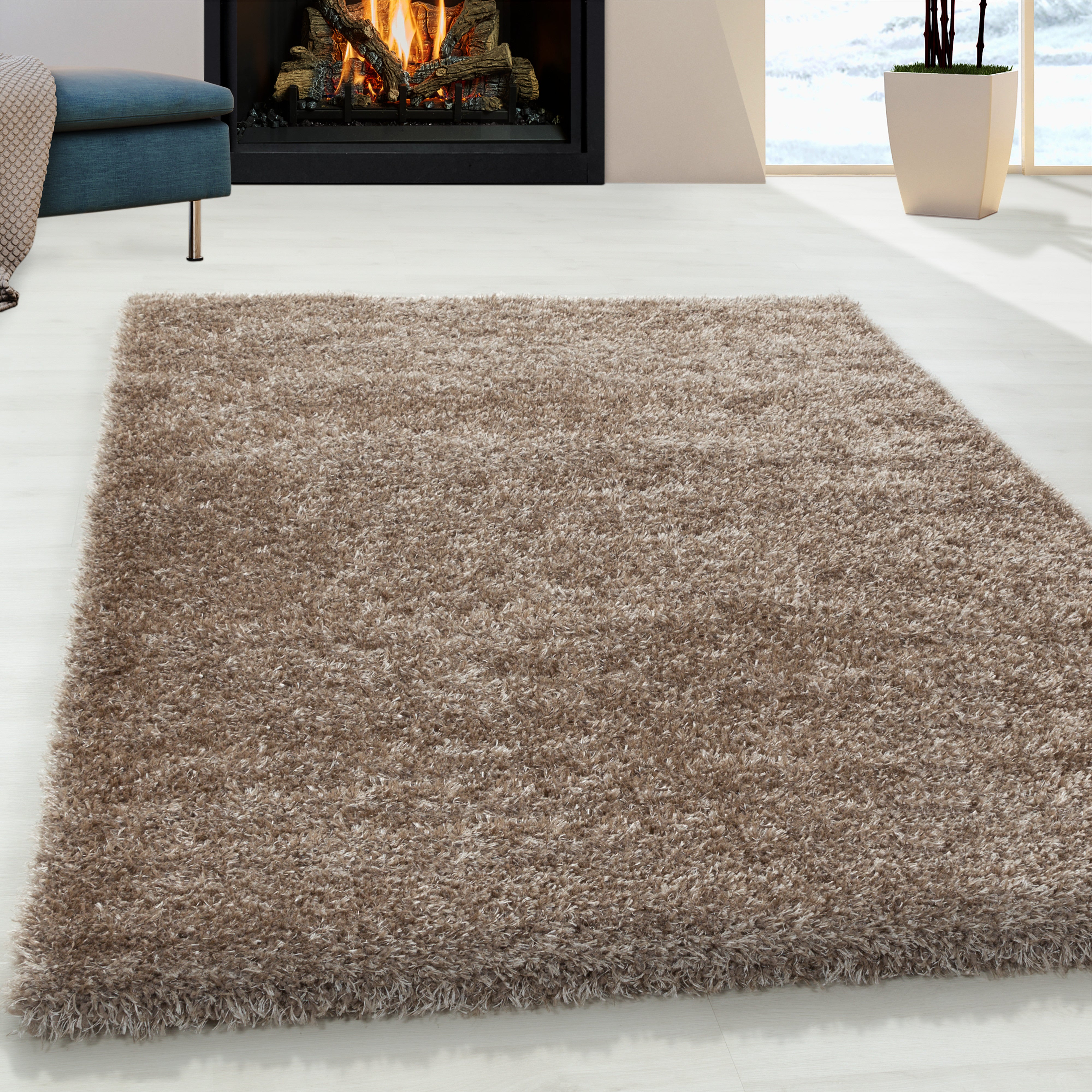 Comfy Hochflor Teppich Taupe