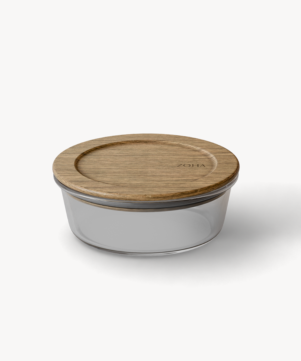 Frischhaltedose 950 ml Rund Akaziendeckel