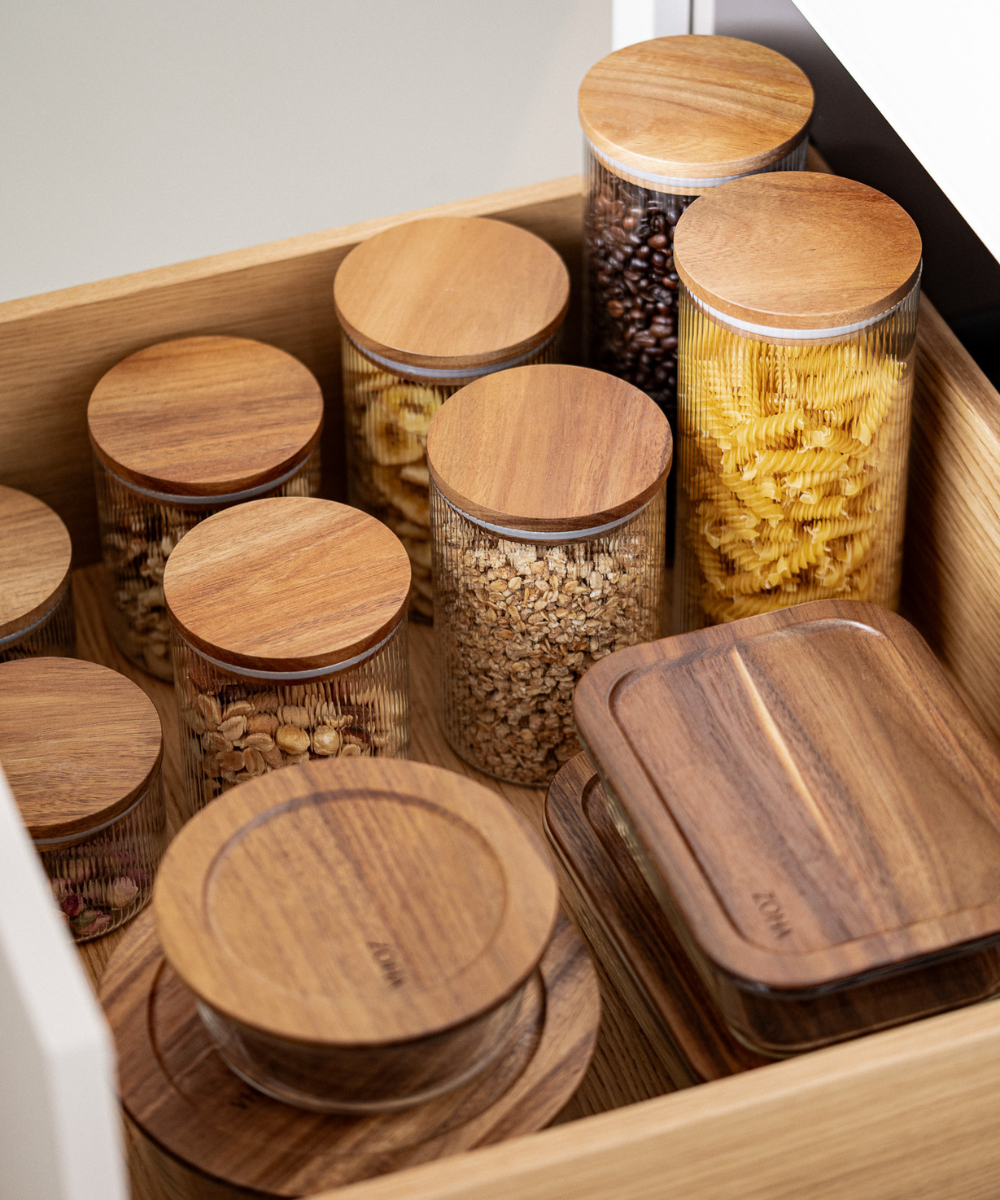 Frischhaltedose 950 ml Rund Akaziendeckel