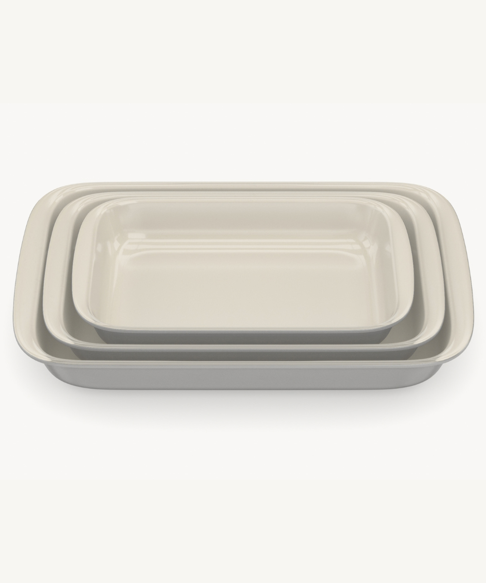 Auflaufform aus Glas Grau / Beige 3 Tlg Set Rechteckig