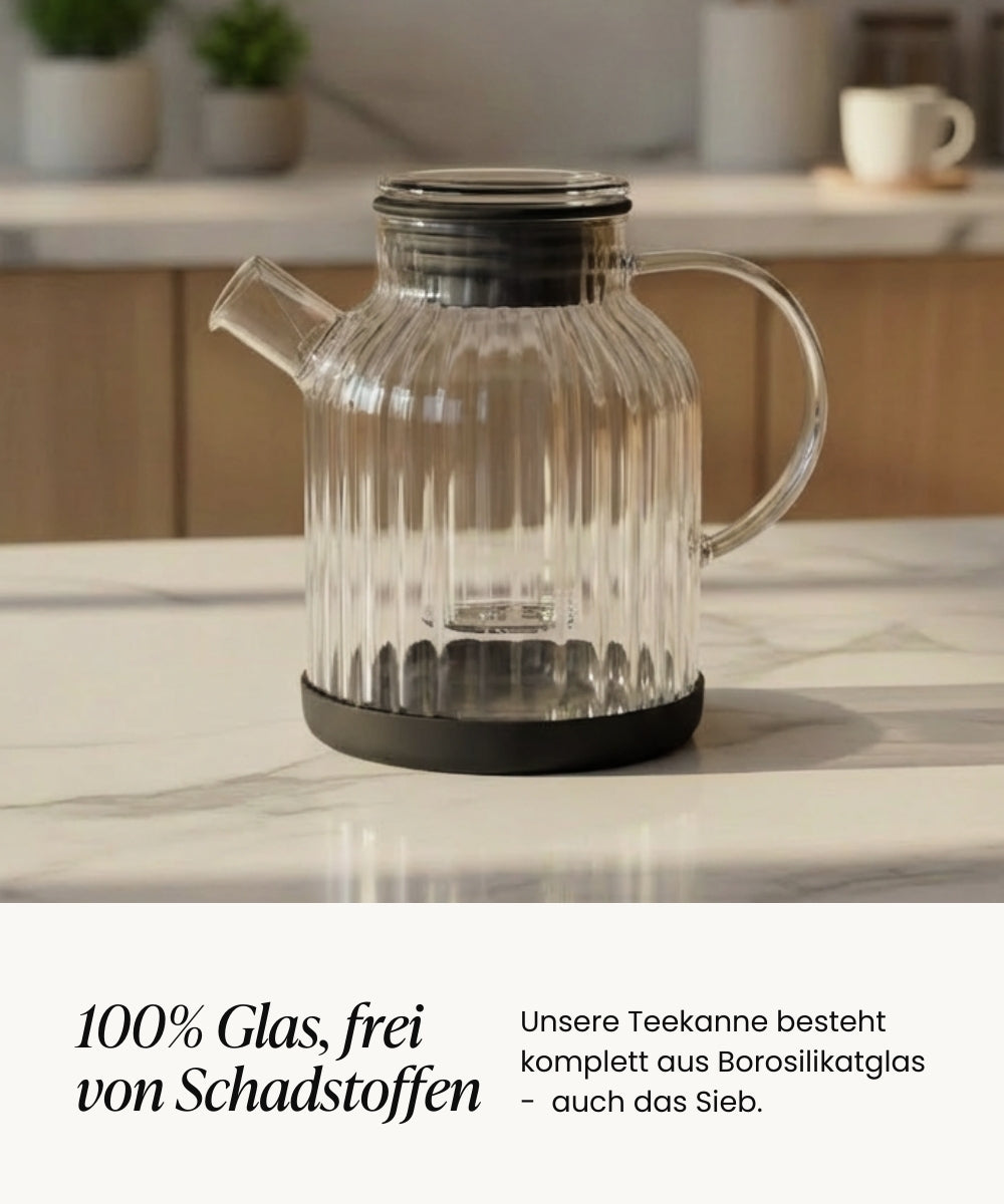 Stripe / Karaffe Teekanne aus Glas 1.5L Schwarz
