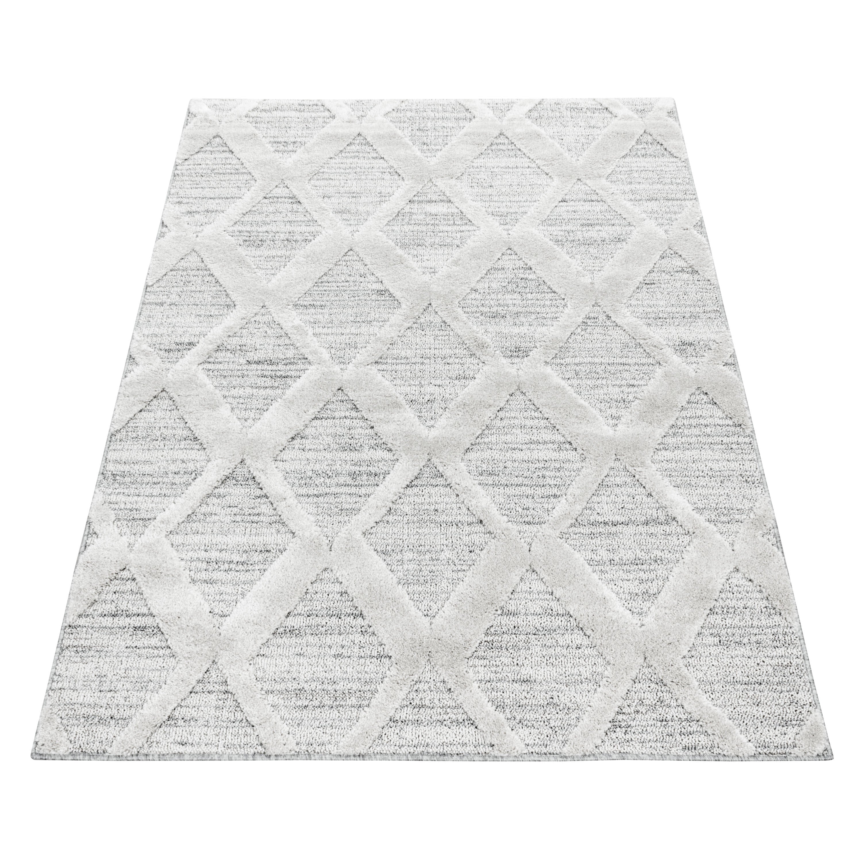 Pisa Hochflor Teppich Grau
