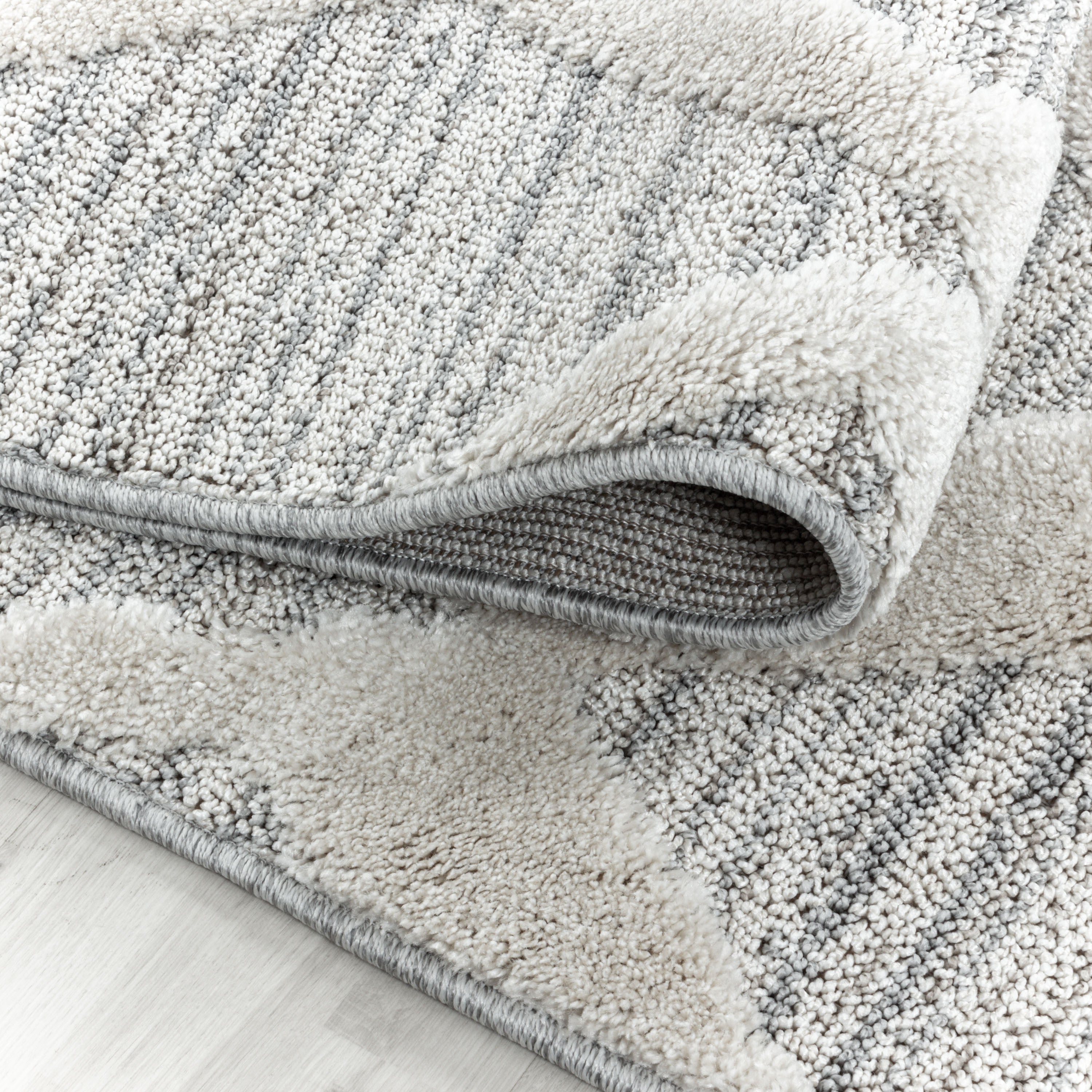 Pisa Hochflor Teppich Grau