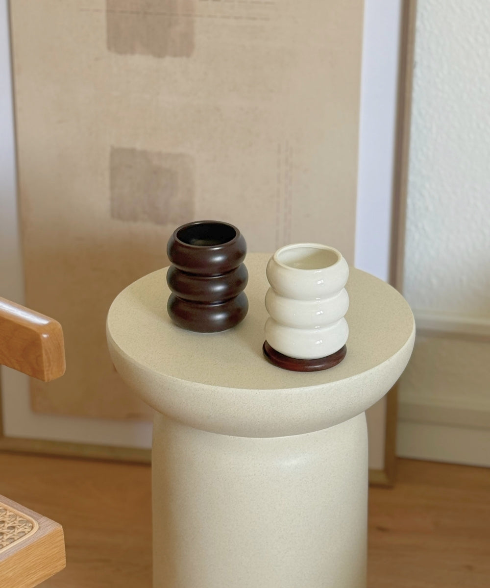 Wave Keramik Becher Weiß
