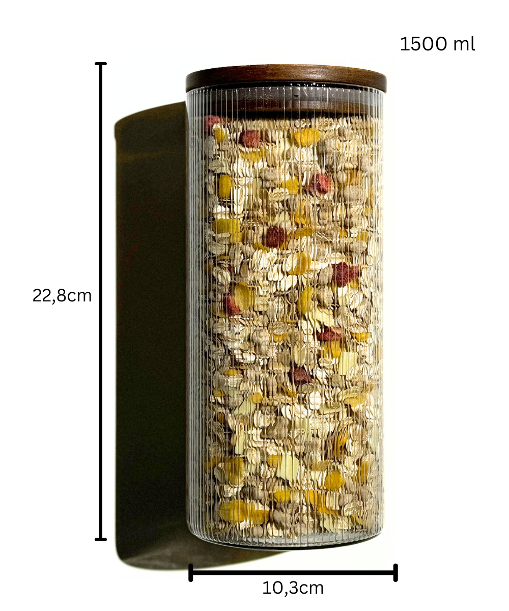 Vorratsgläser Stripe Akaziendeckel 1500 ml