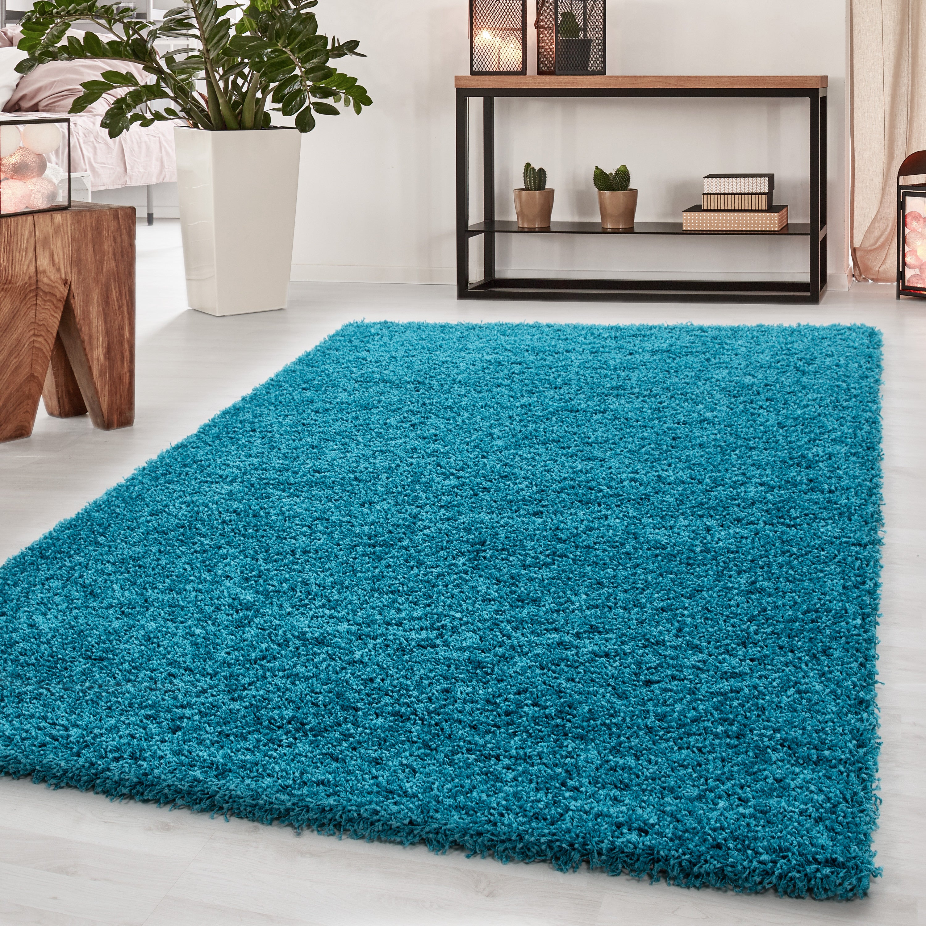 Dream Hochflor Teppich Türkis