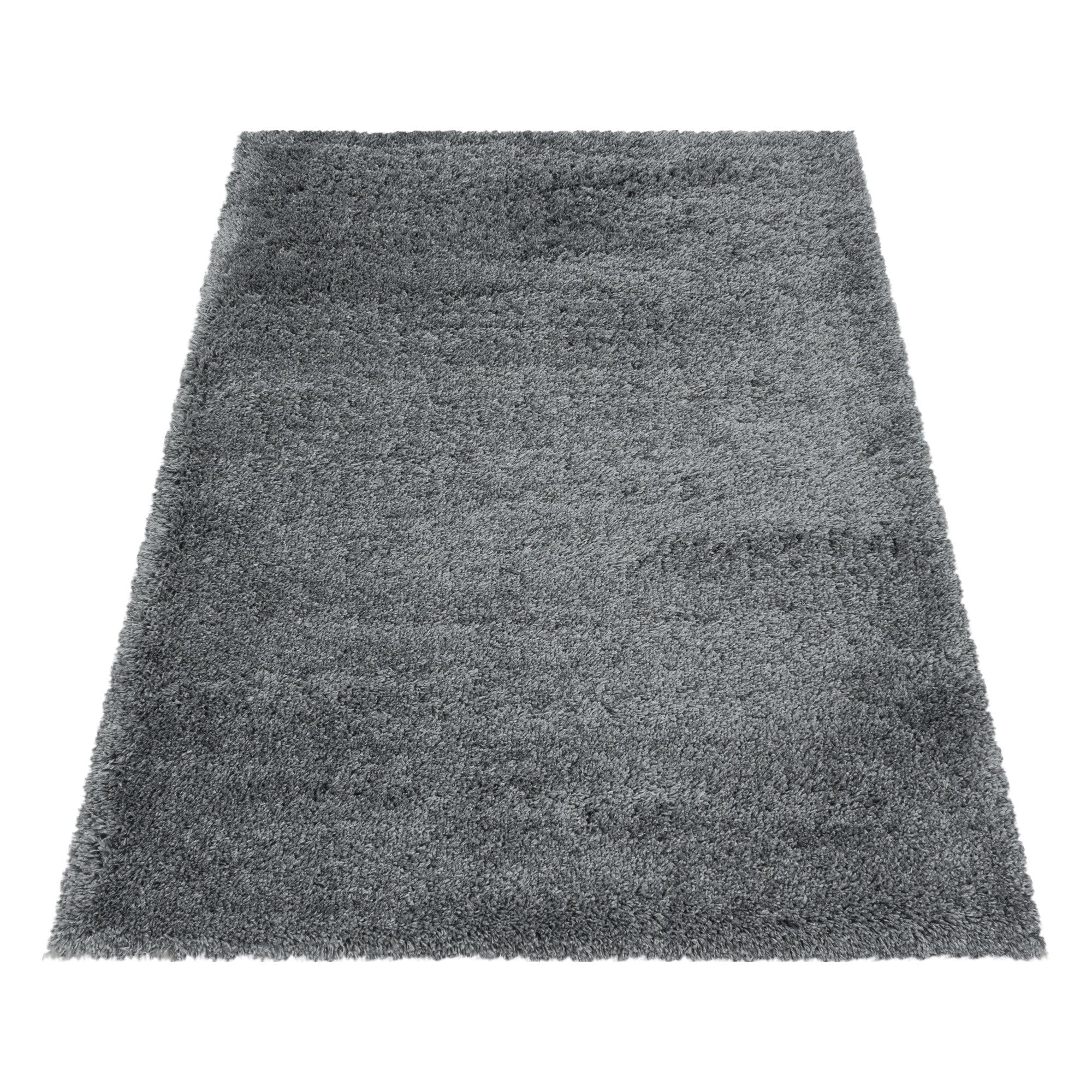 Fluffy Hochflor Teppich Hellgrau