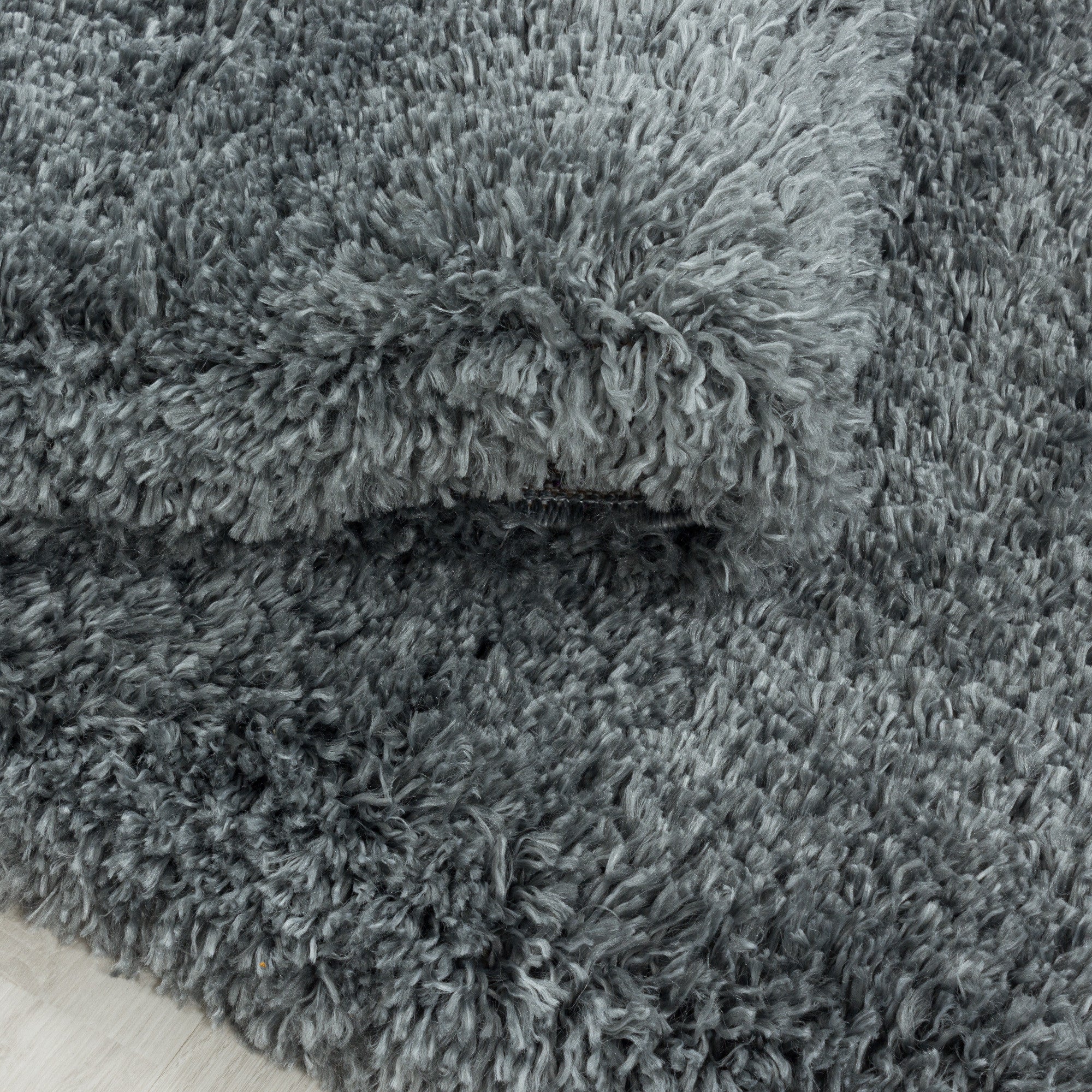 Fluffy Hochflor Teppich Hellgrau
