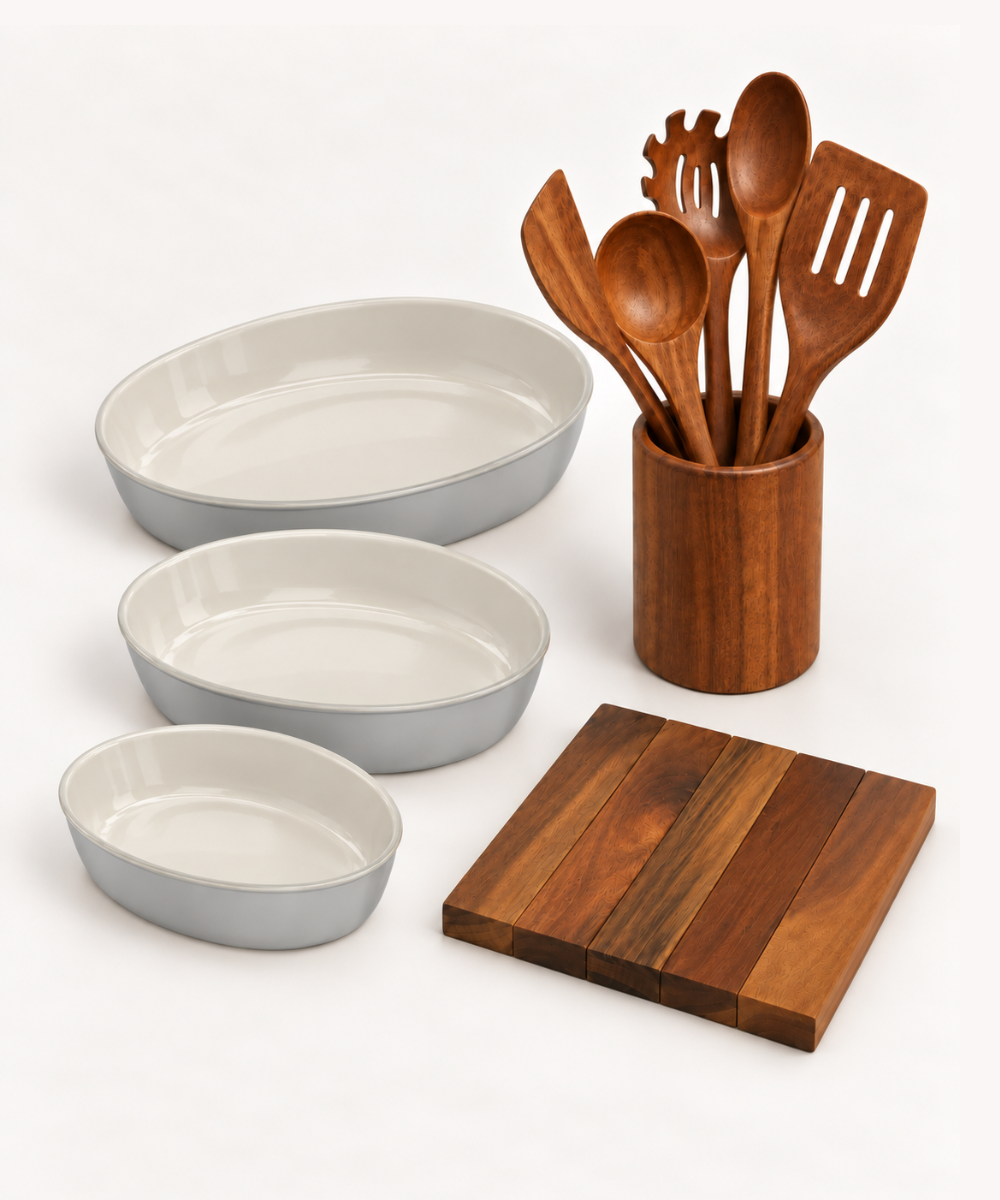 Küchen-Bundle Auflaufformen & Akazienholz