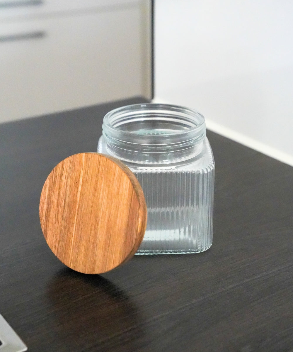 Vorratsgläser Stripe Akaziendeckel 1400 ml