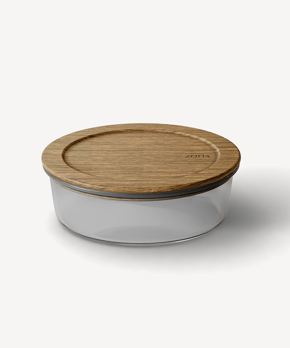 Frischhaltedose 1300 ml Rund Akaziendeckel