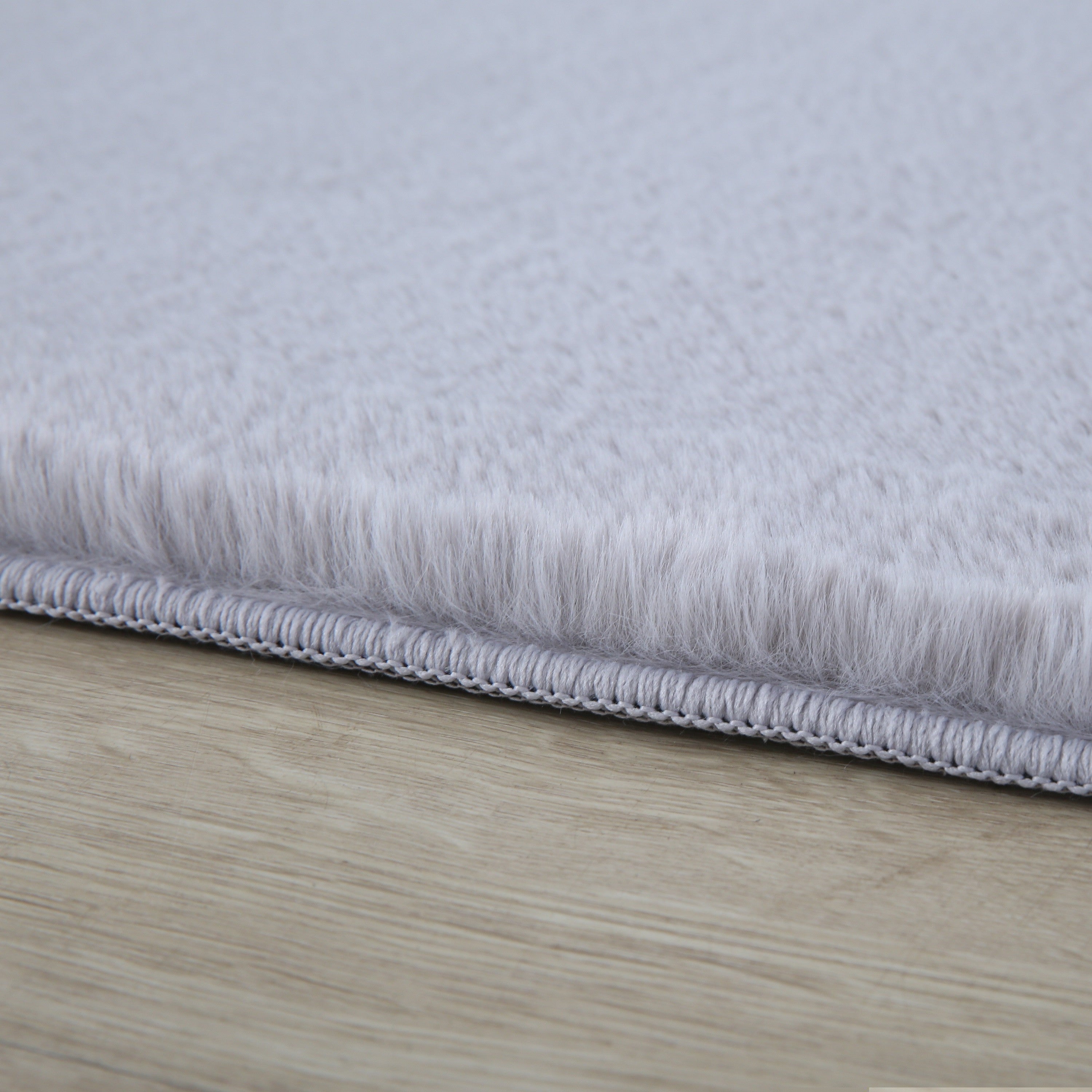 Pouffy Hochflor Teppich Silber