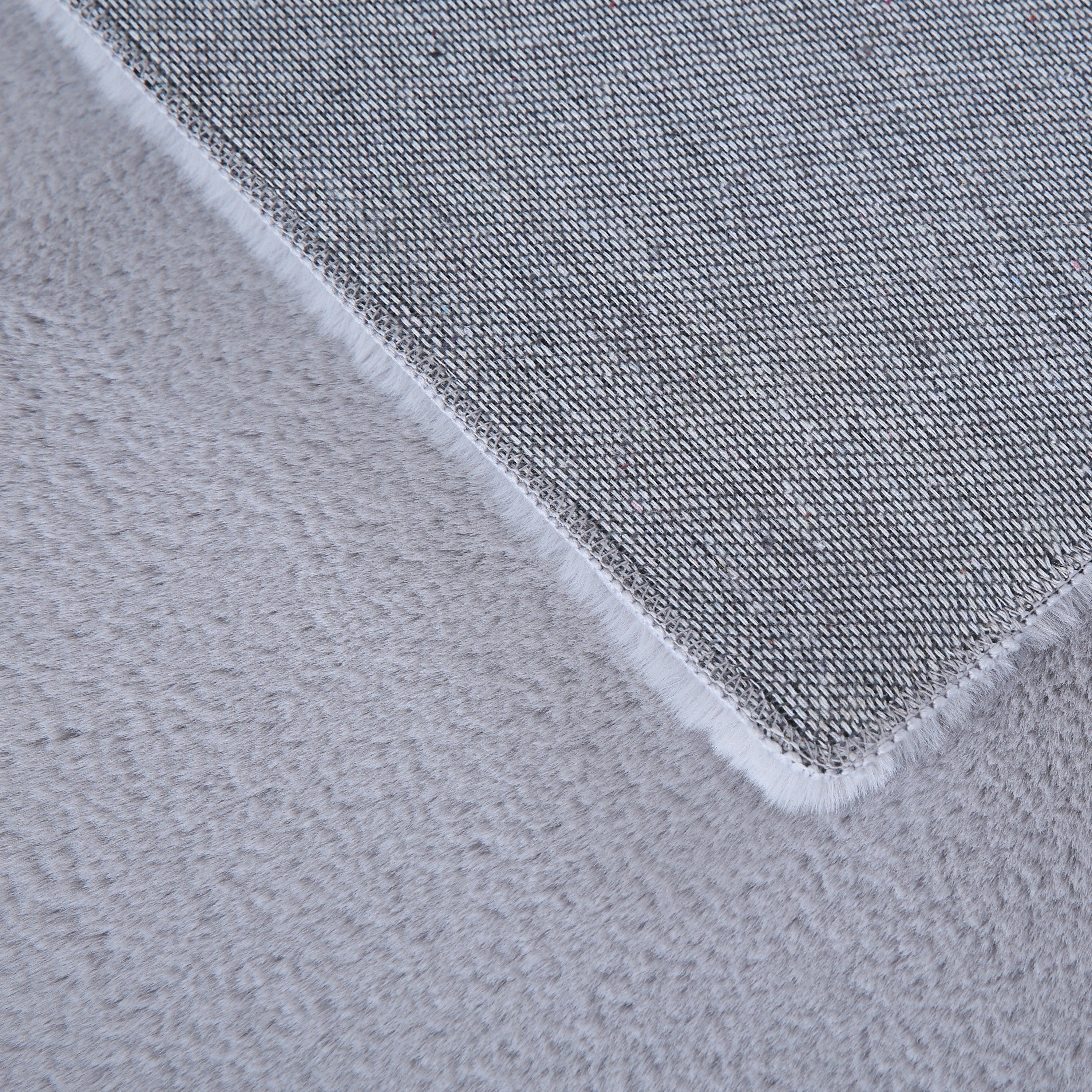 Pouffy Hochflor Teppich Silber