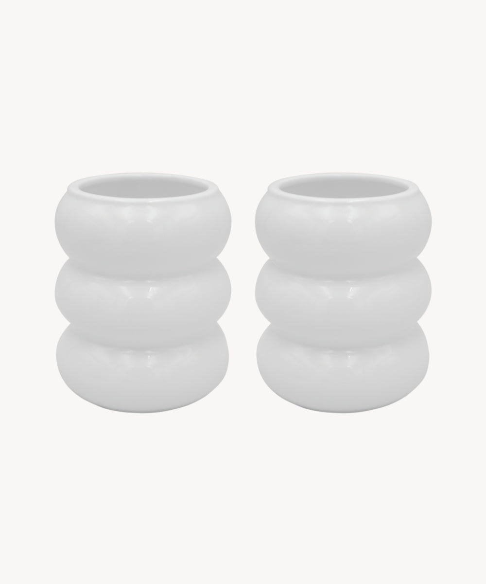Wave Keramik Becher Weiß
