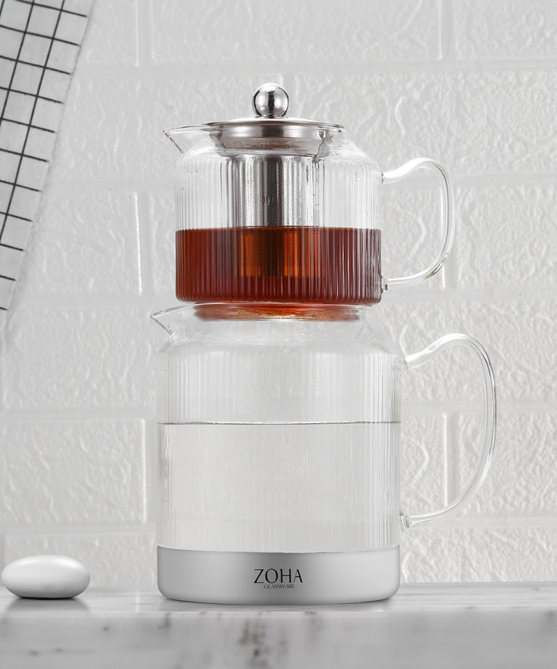Riffle XL Teekannen - Set aus Glas