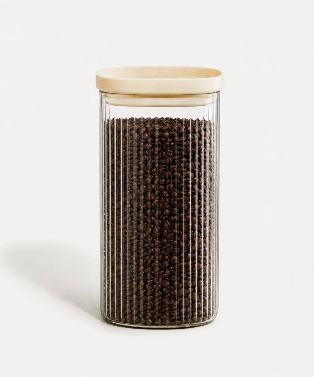 Vorratsglas Beige Kare Stripe 2000 ml