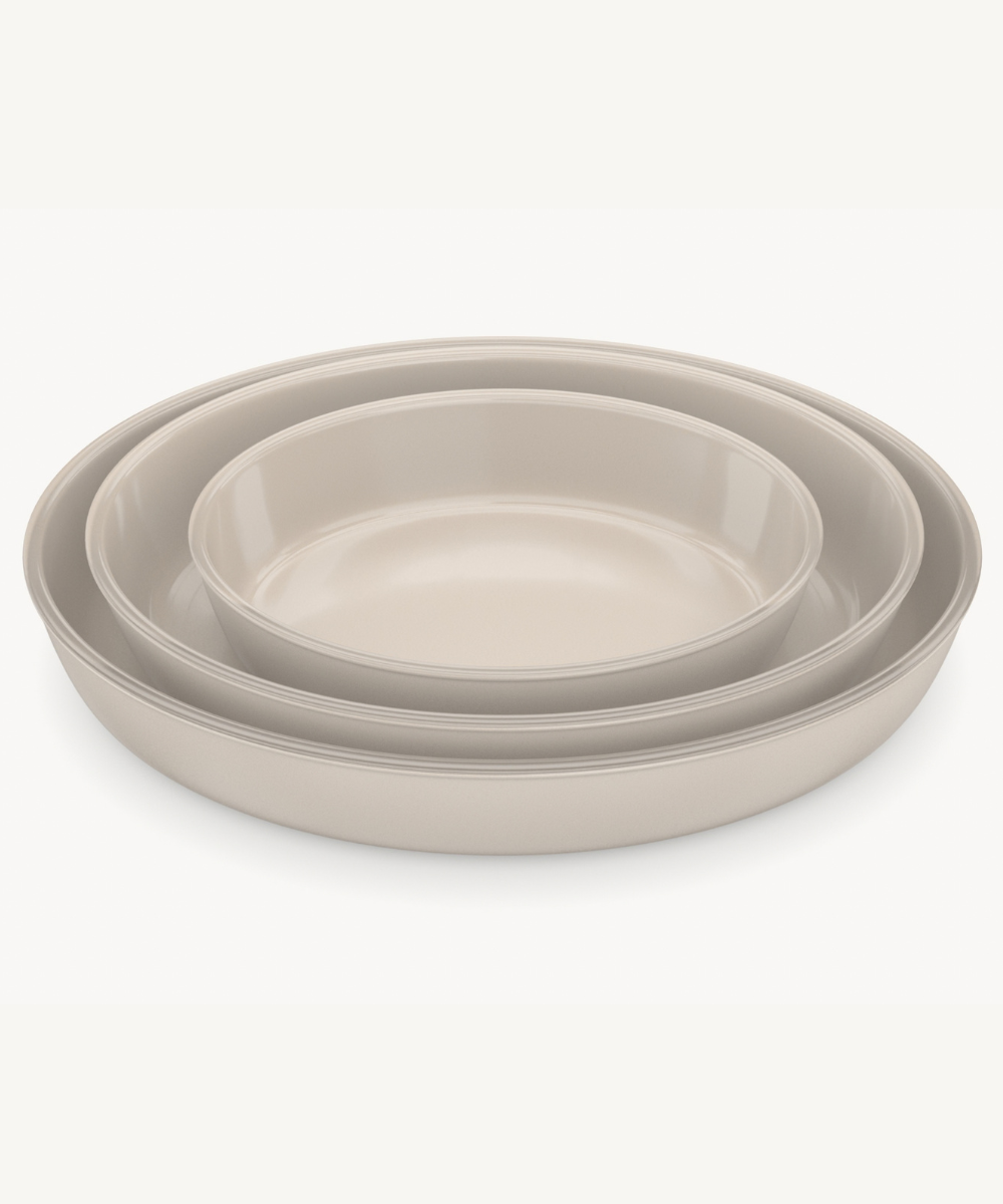 Auflaufform aus Glas Beige 3 Tlg Set Oval