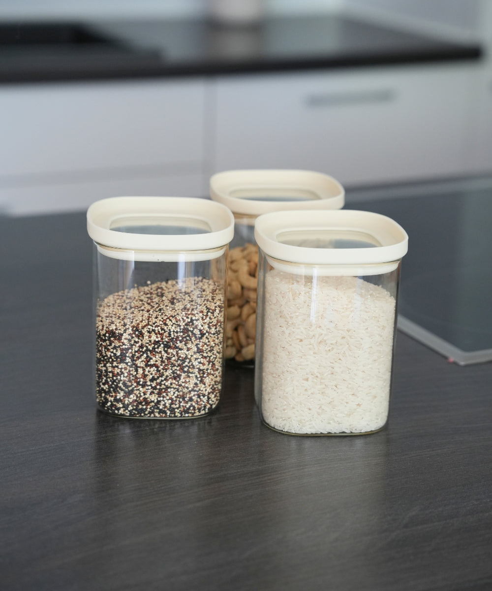 Vorratsglas Beige Kare 1000 ml