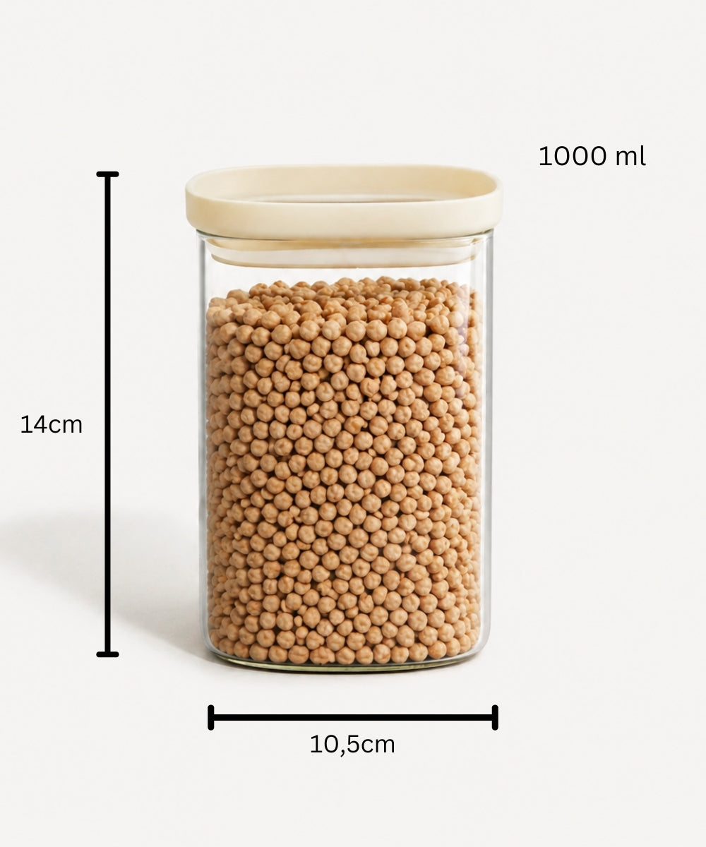 Vorratsglas Beige Kare 1000 ml