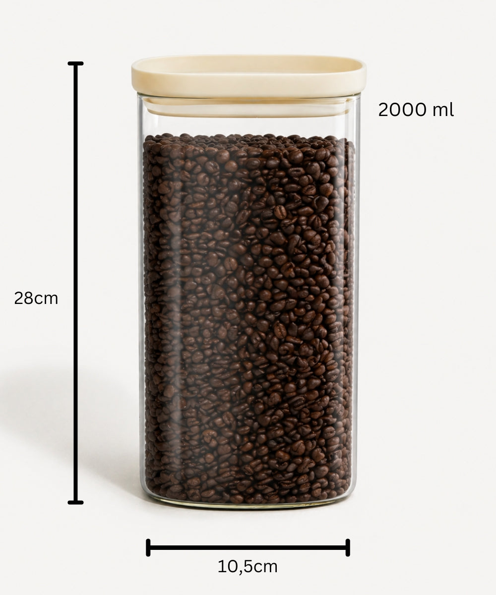 Vorratsglas Beige Kare 2000 ml