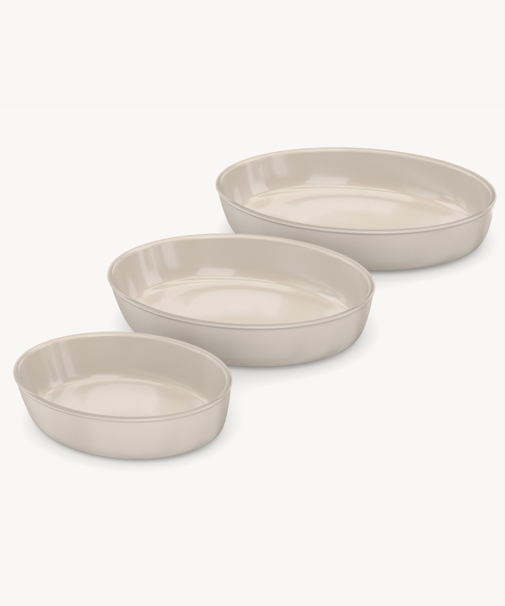 Auflaufform aus Glas Beige 3 Tlg Set Oval