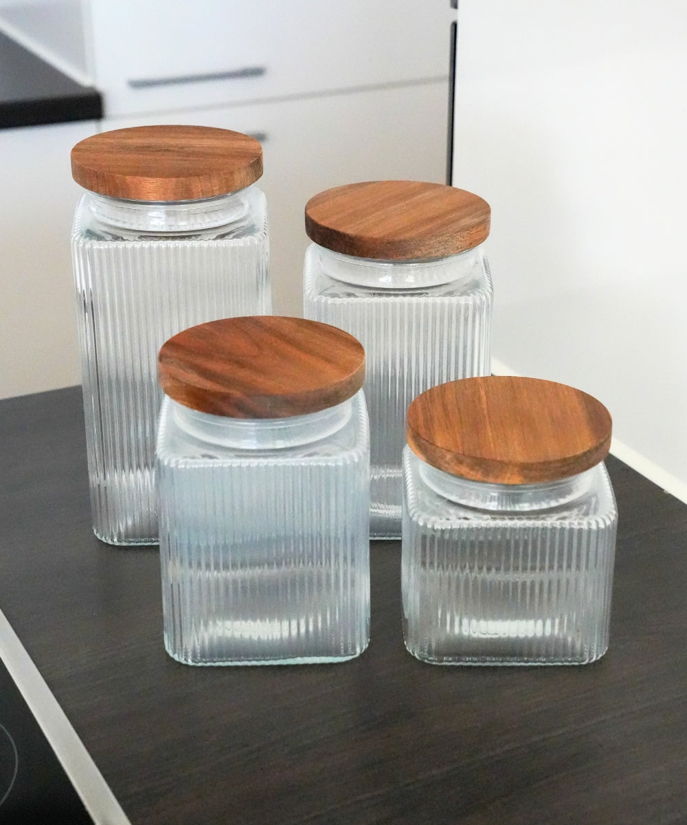Vorratsgläser Akazie Stripe 12er Set