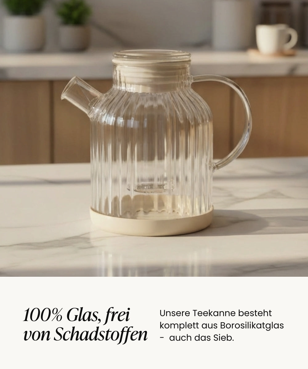 Stripe Teekanne aus Glas 1.5L Beige