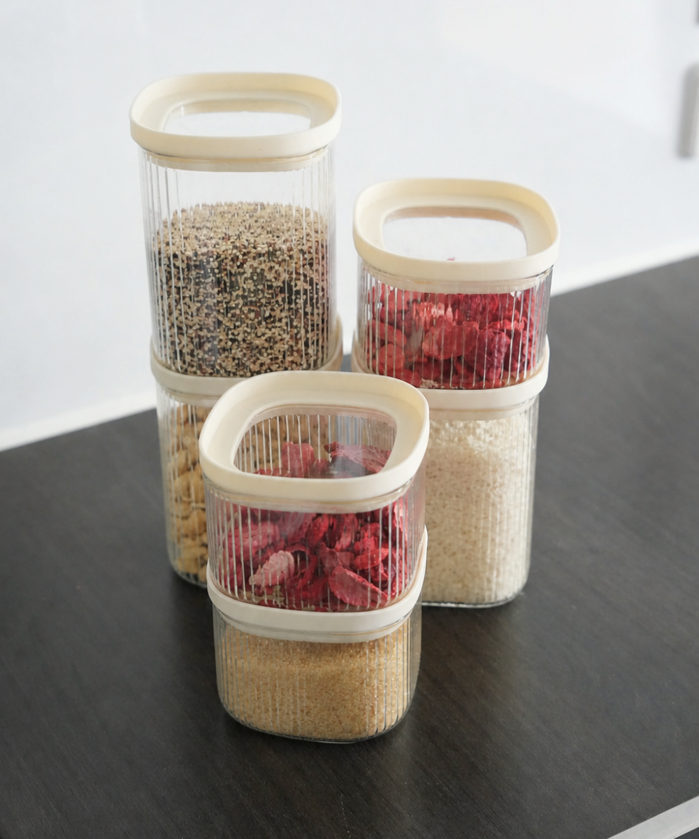Vorratsglas Beige Kare Stripe 2000 ml