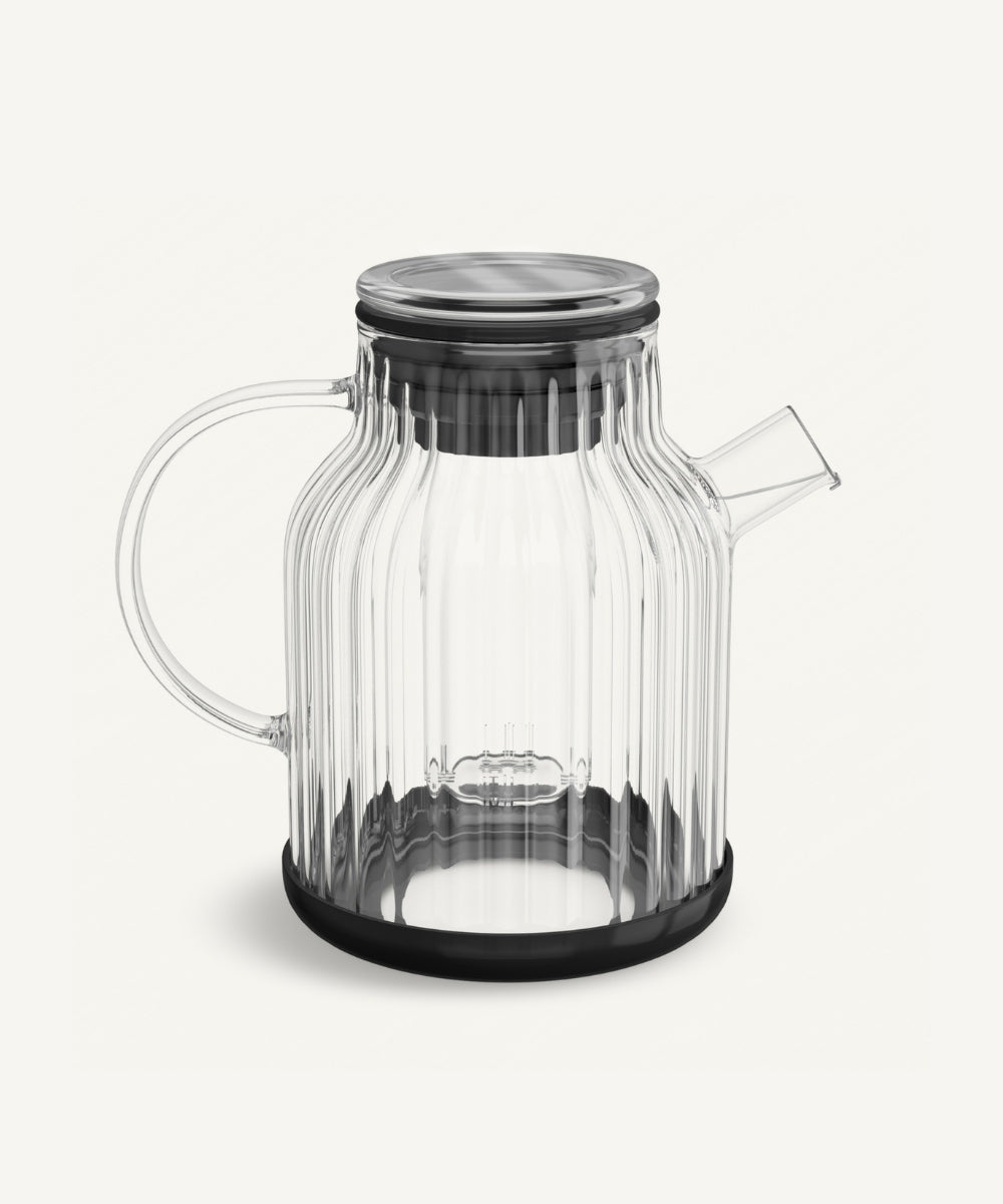 Stripe Teekanne aus Glas 1.5L Schwarz