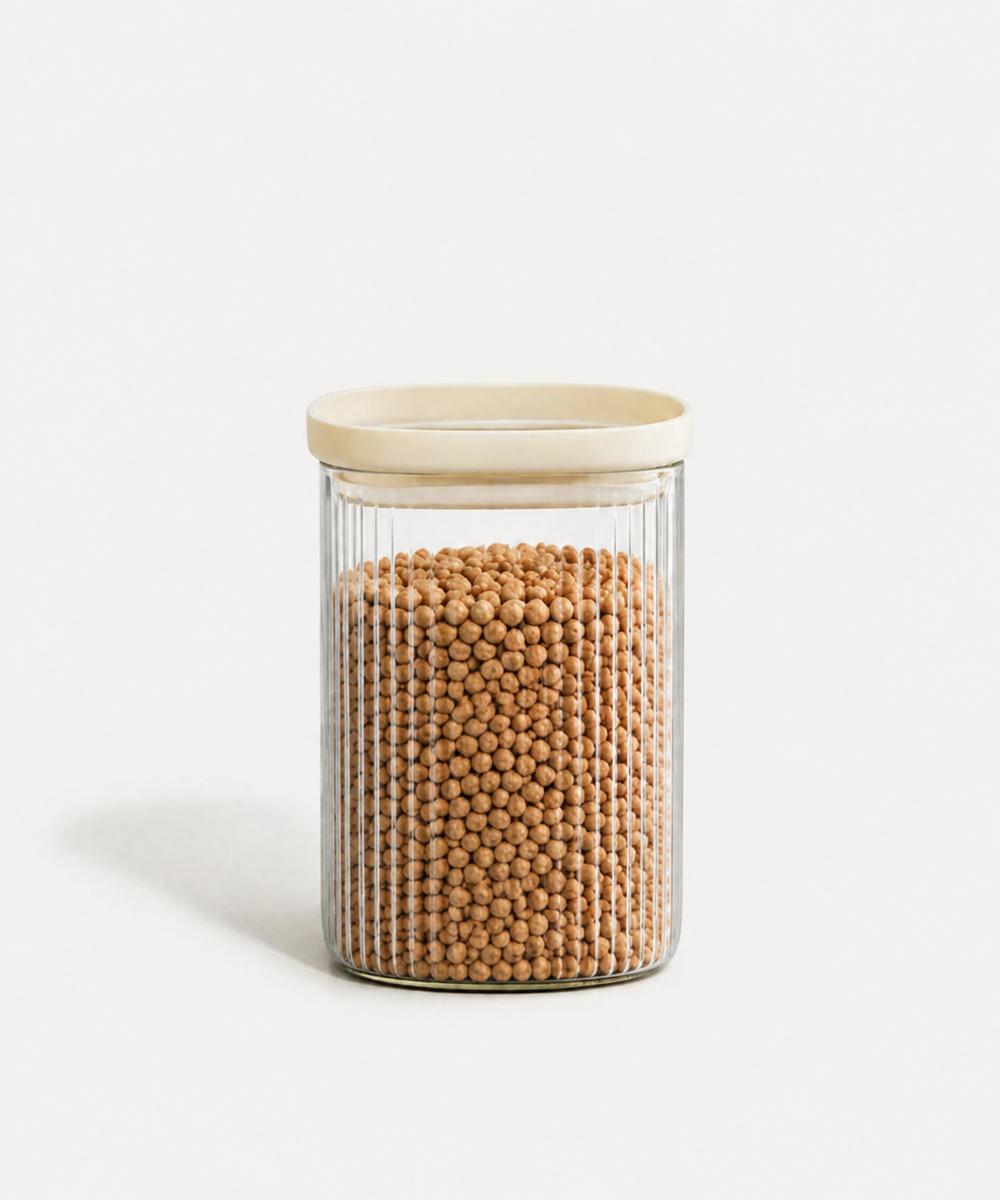 Vorratsglas Beige Kare Stripe 1000 ml